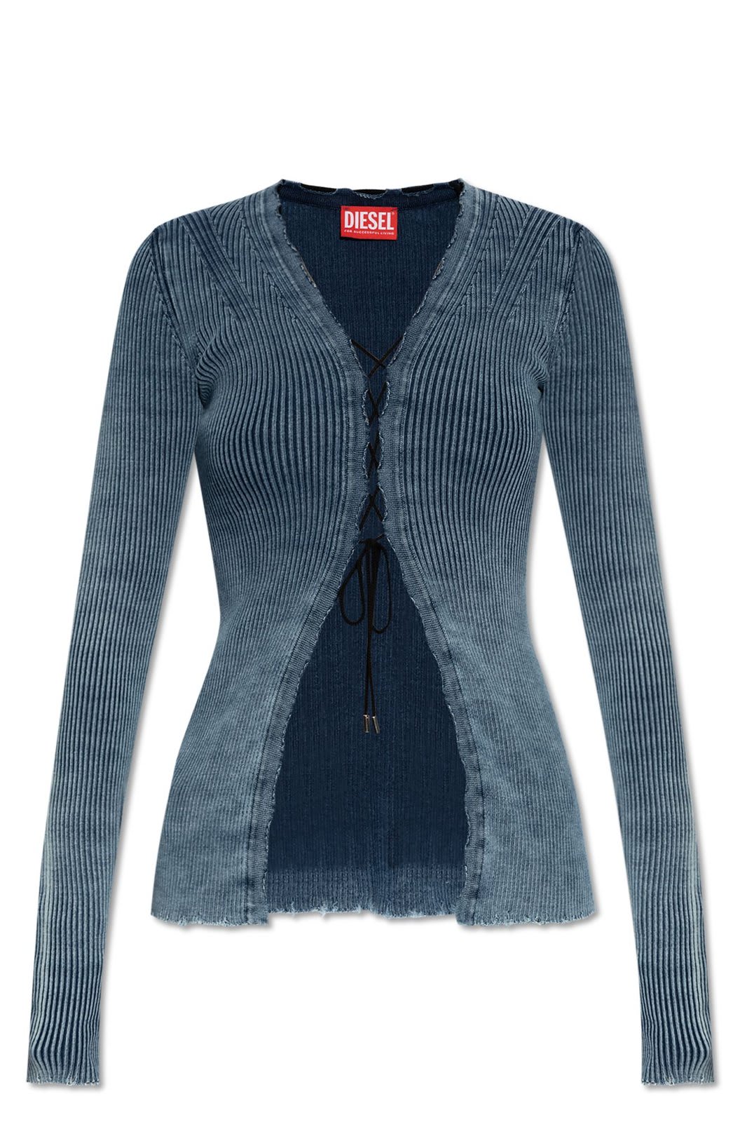 Shop Diesel M-acerata Lace-up Knit Cardigan In At