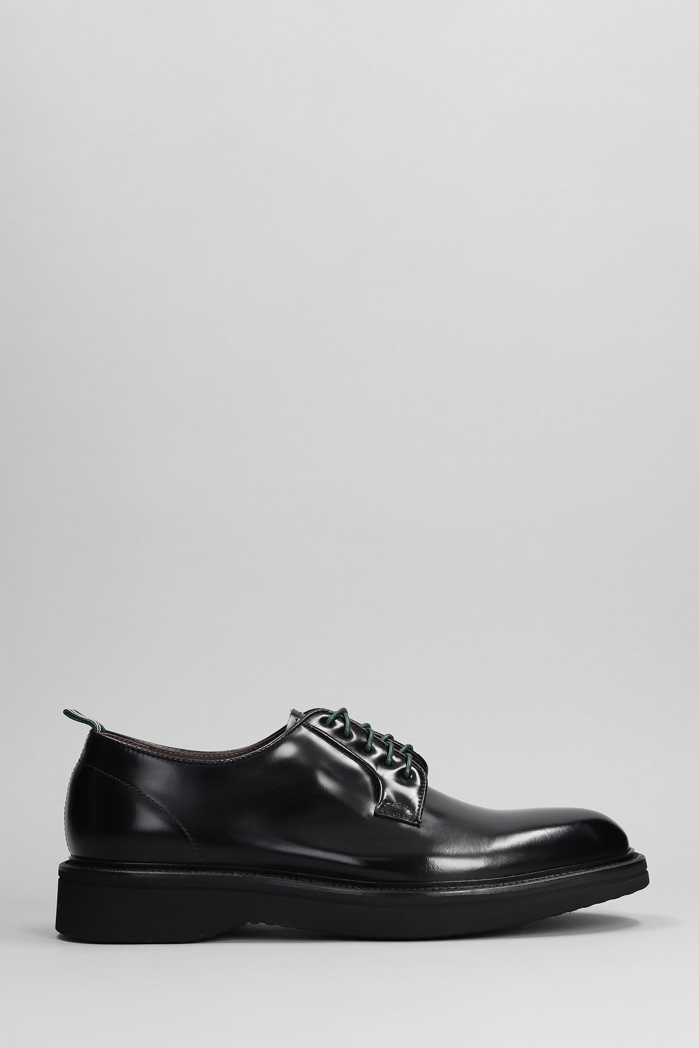 GREEN GEORGE LACE UP SHOES IN BLACK LEATHER