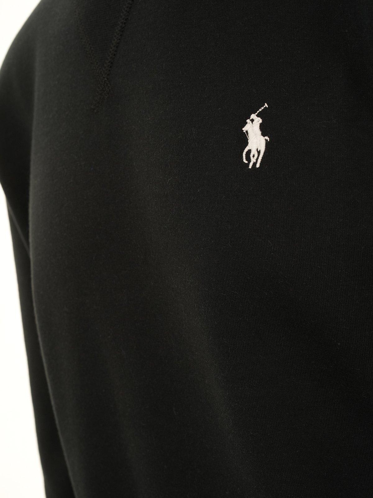 Shop Polo Ralph Lauren Pony Embroidered Crewneck Sweatshirt In Nero