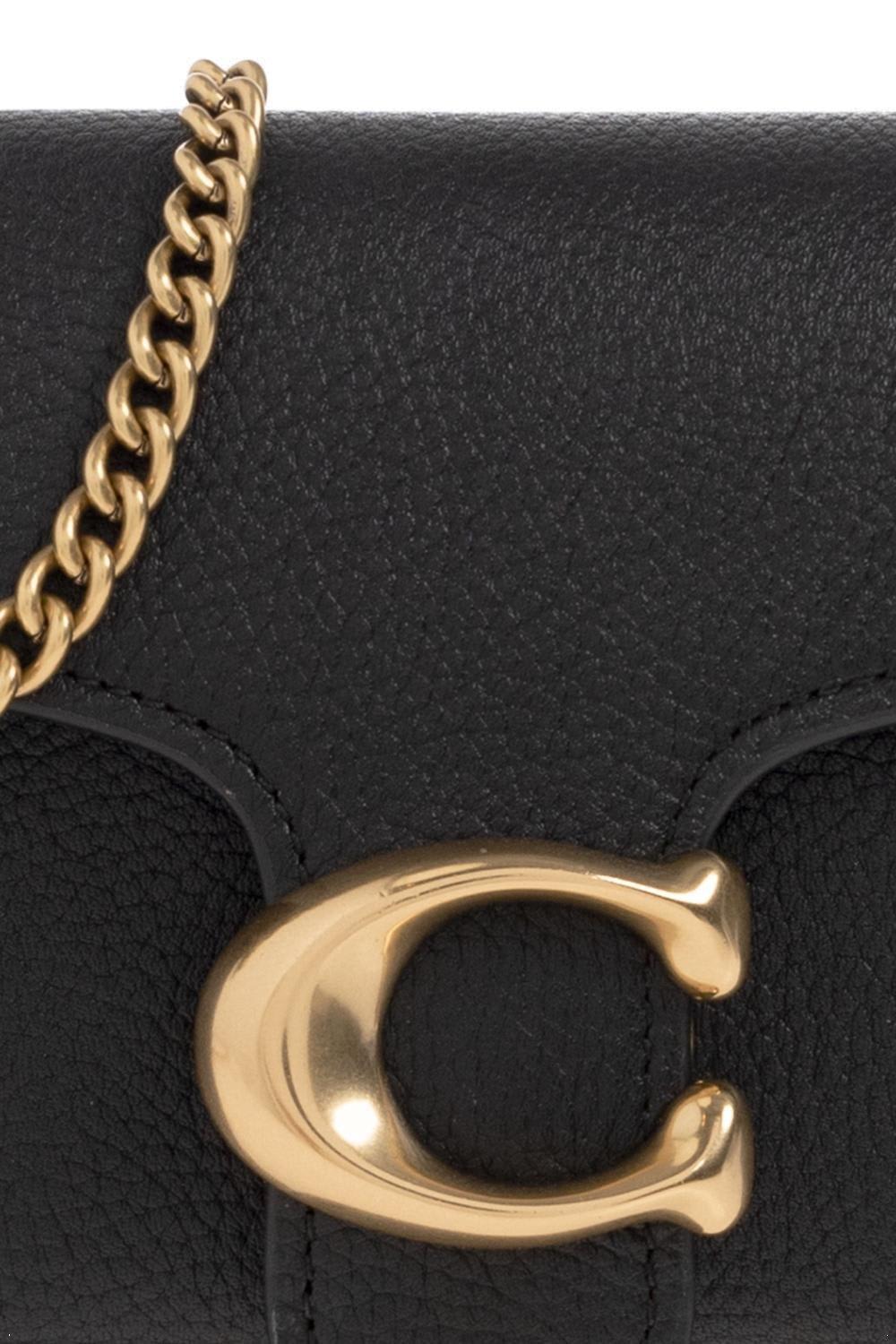 Coach Tabby Logo Plaque Chain-linked Crossbody Bag In Black