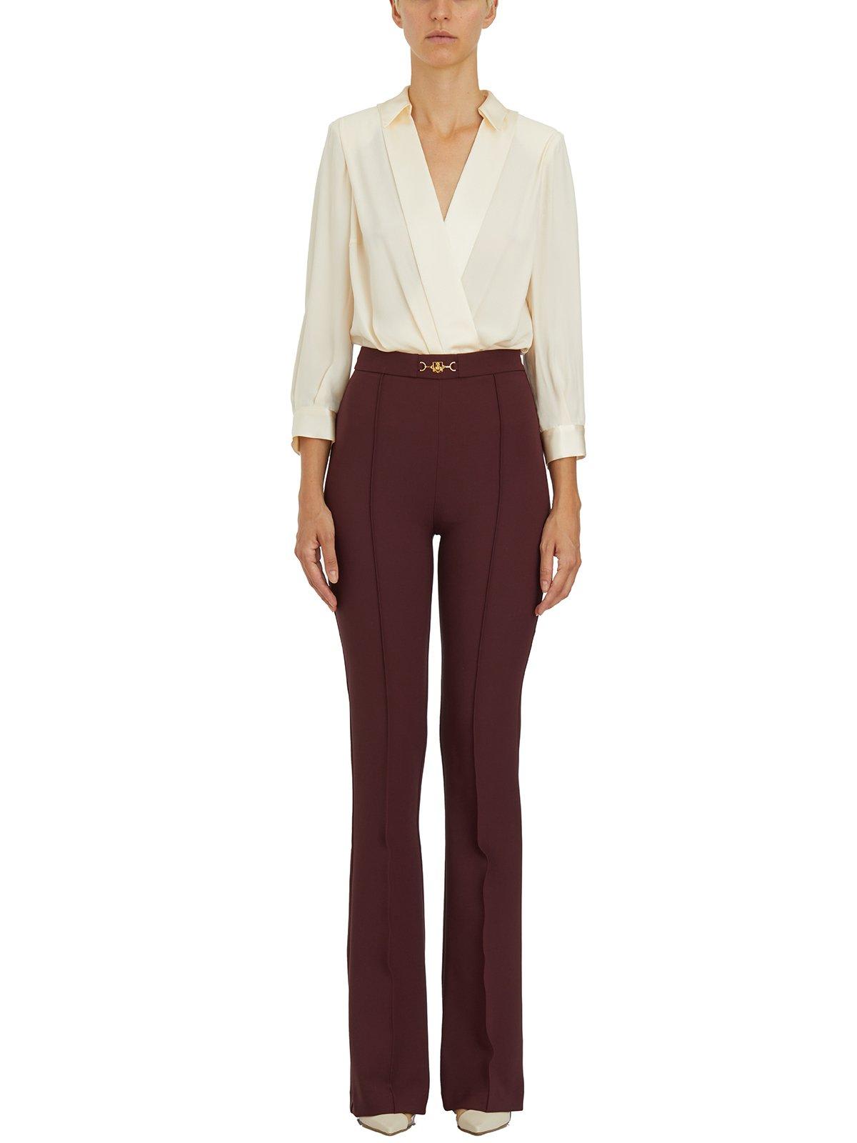 Shop Elisabetta Franchi Horsebit Combined Jumpsuit In Red/neutrals