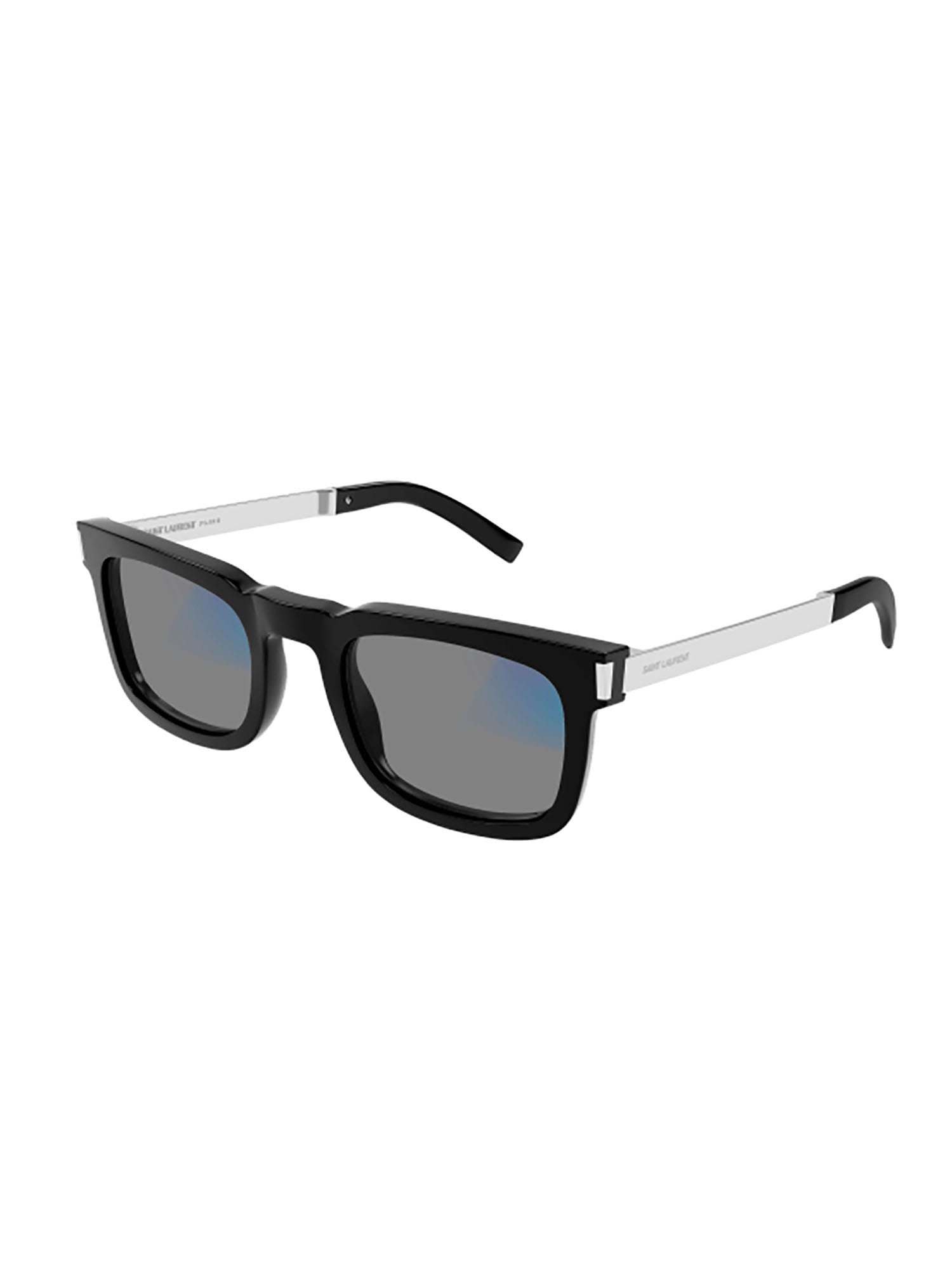 Shop Saint Laurent Sl 581 Sunglasses In Black Silver Transpar