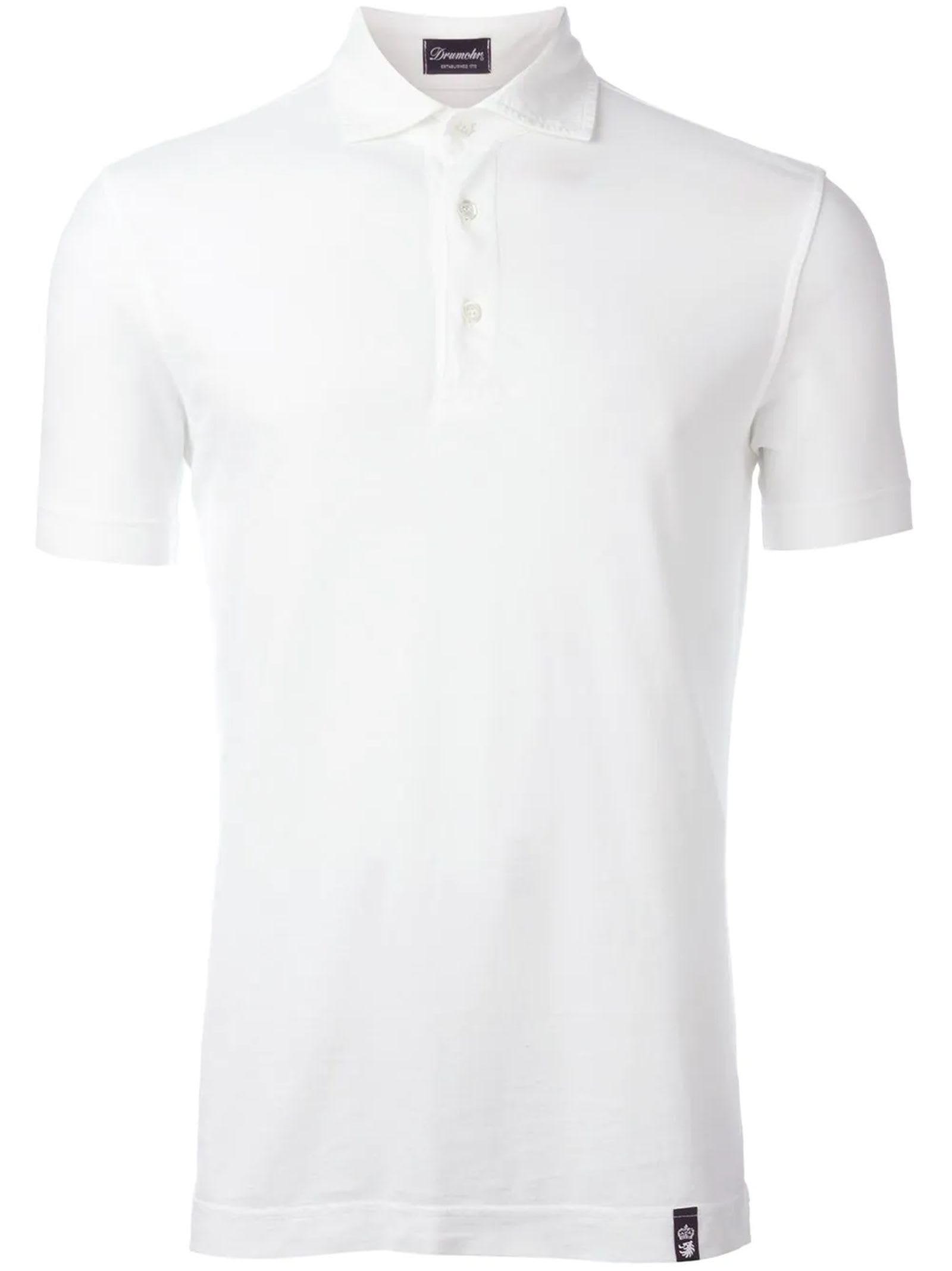 Shop Drumohr White Cotton Polo Shirt