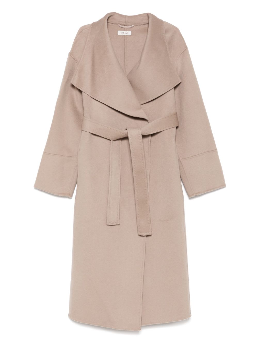 Goat Cashmere Belted Coat In Brown