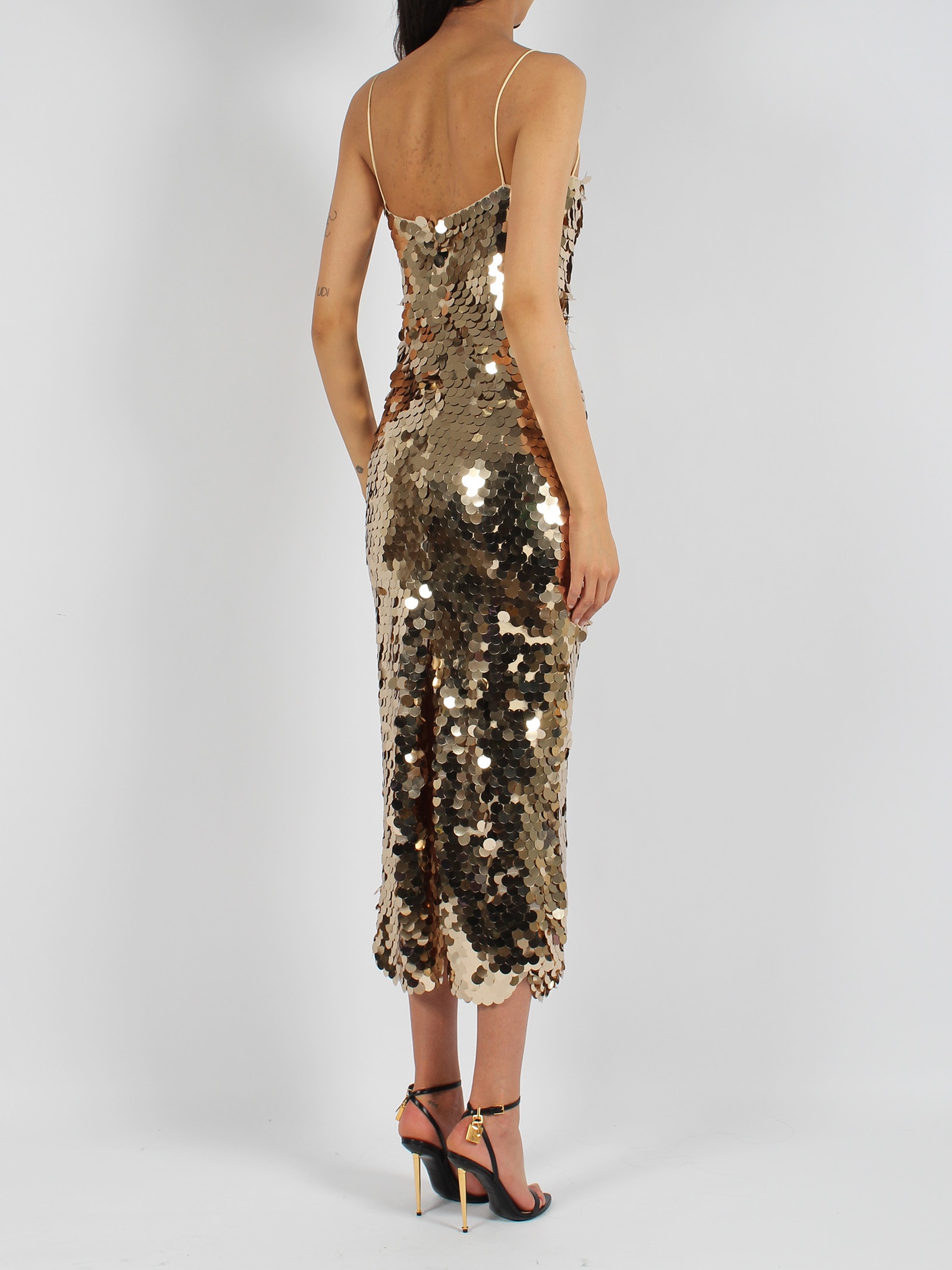 Shop New Arrivals Phoenix In Serpent Dorè Dress In Metallic