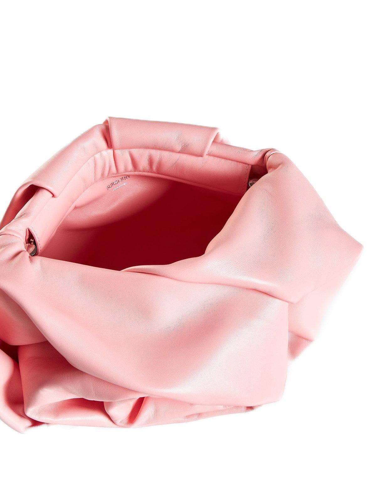 Shop Burberry 3d Rose Ruched Clutch Bag In Pink