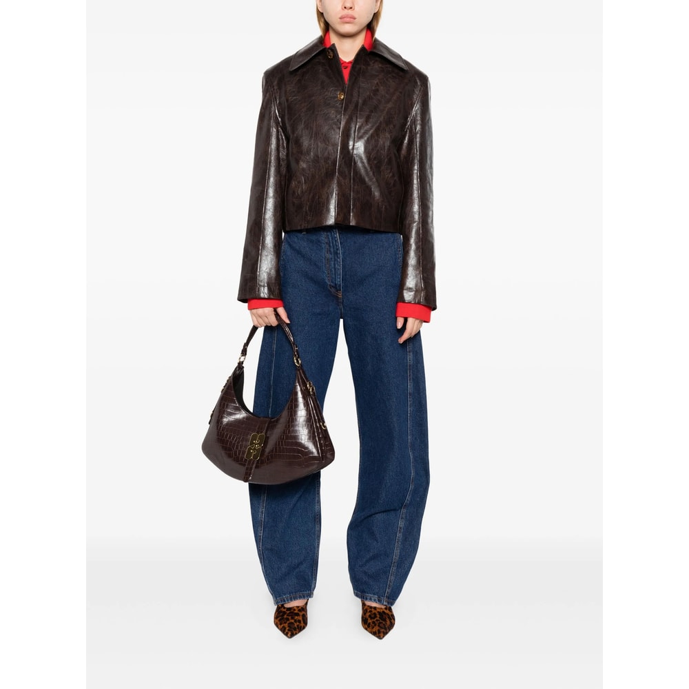 Séfr Lapel Long-sleeved Casual Jacket In Brown