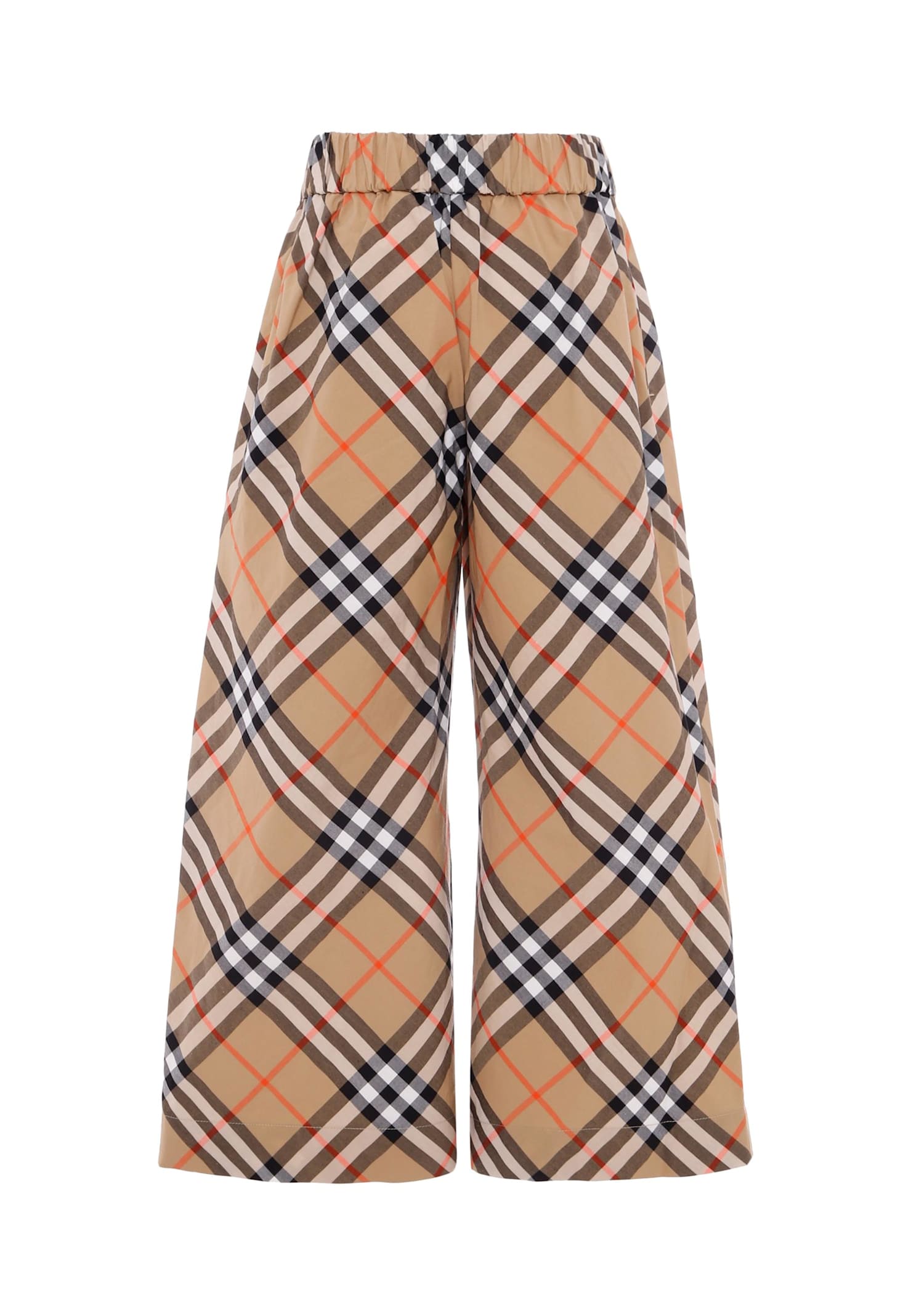 Burberry Beige Trousers For Girl With Check Vintage In Multi
