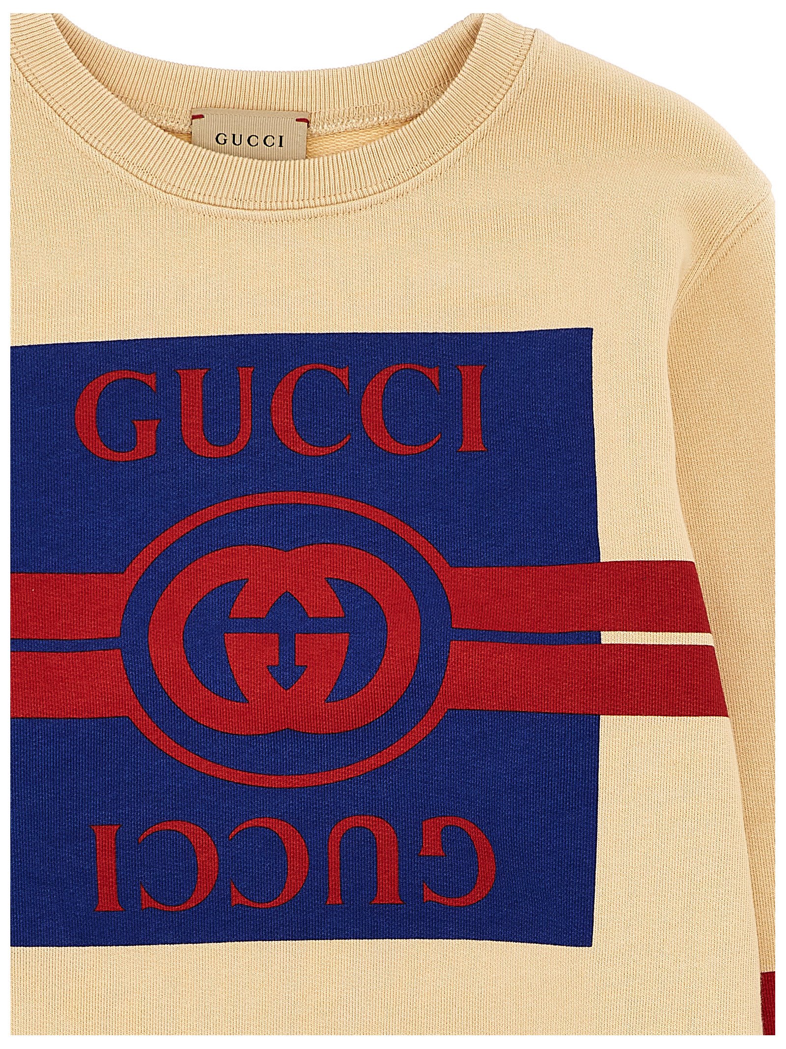 Shop Gucci Logo Sweatshirt In Beige