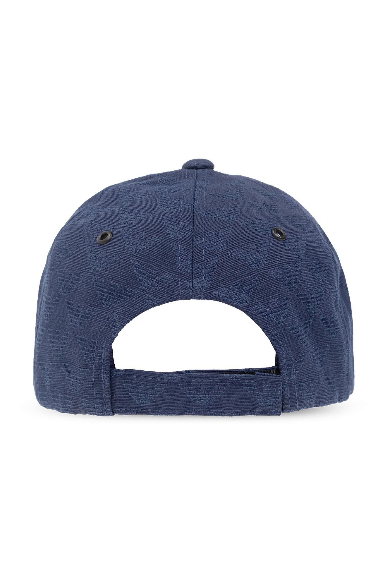 Emporio Armani Allover Logo Baseball Cap In Blue