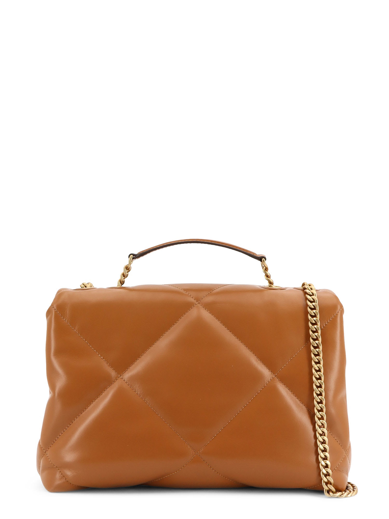 Tory Burch Quilted Leather Shoulder Bag With Chain Strap In Brown