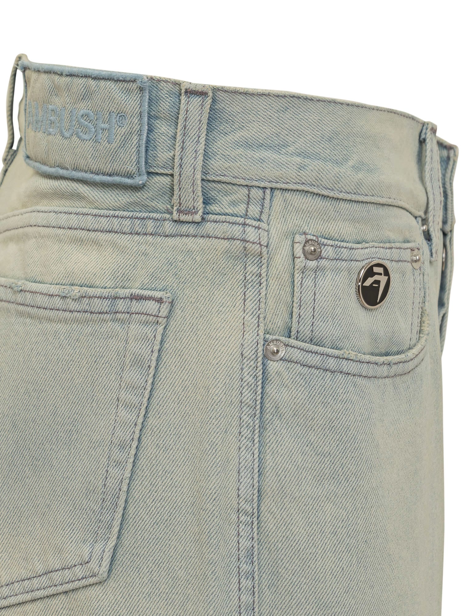 Shop Ambush Cargo Denim Jeans In Light Blue