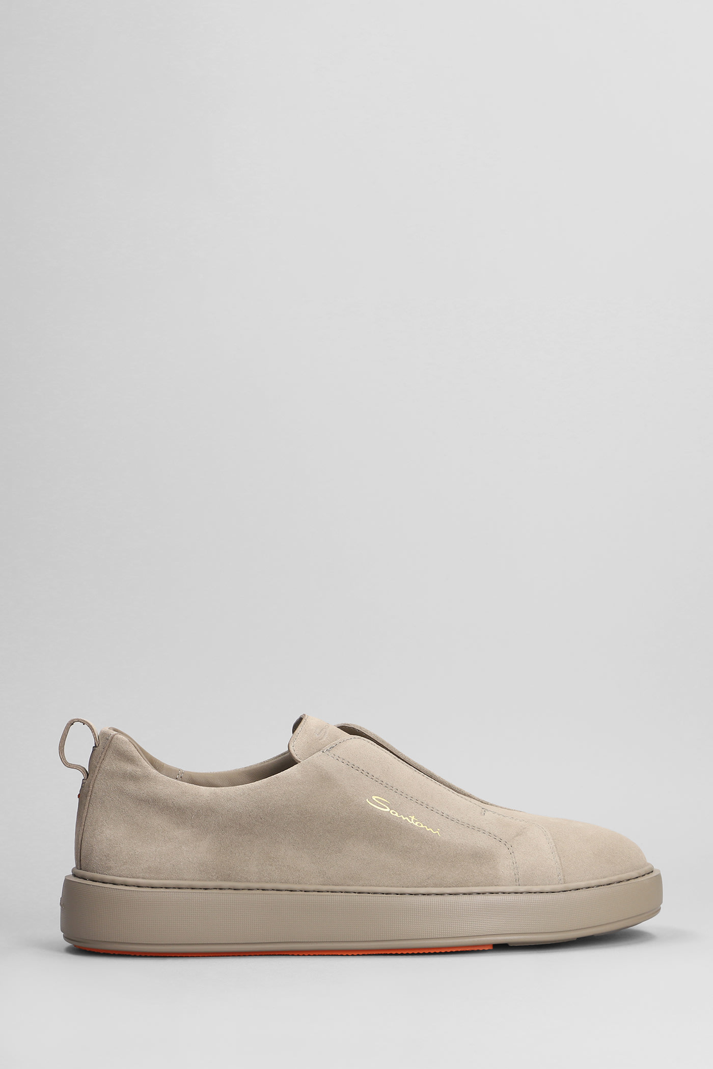 Shop Santoni Victory Sneakers In Taupe Suede