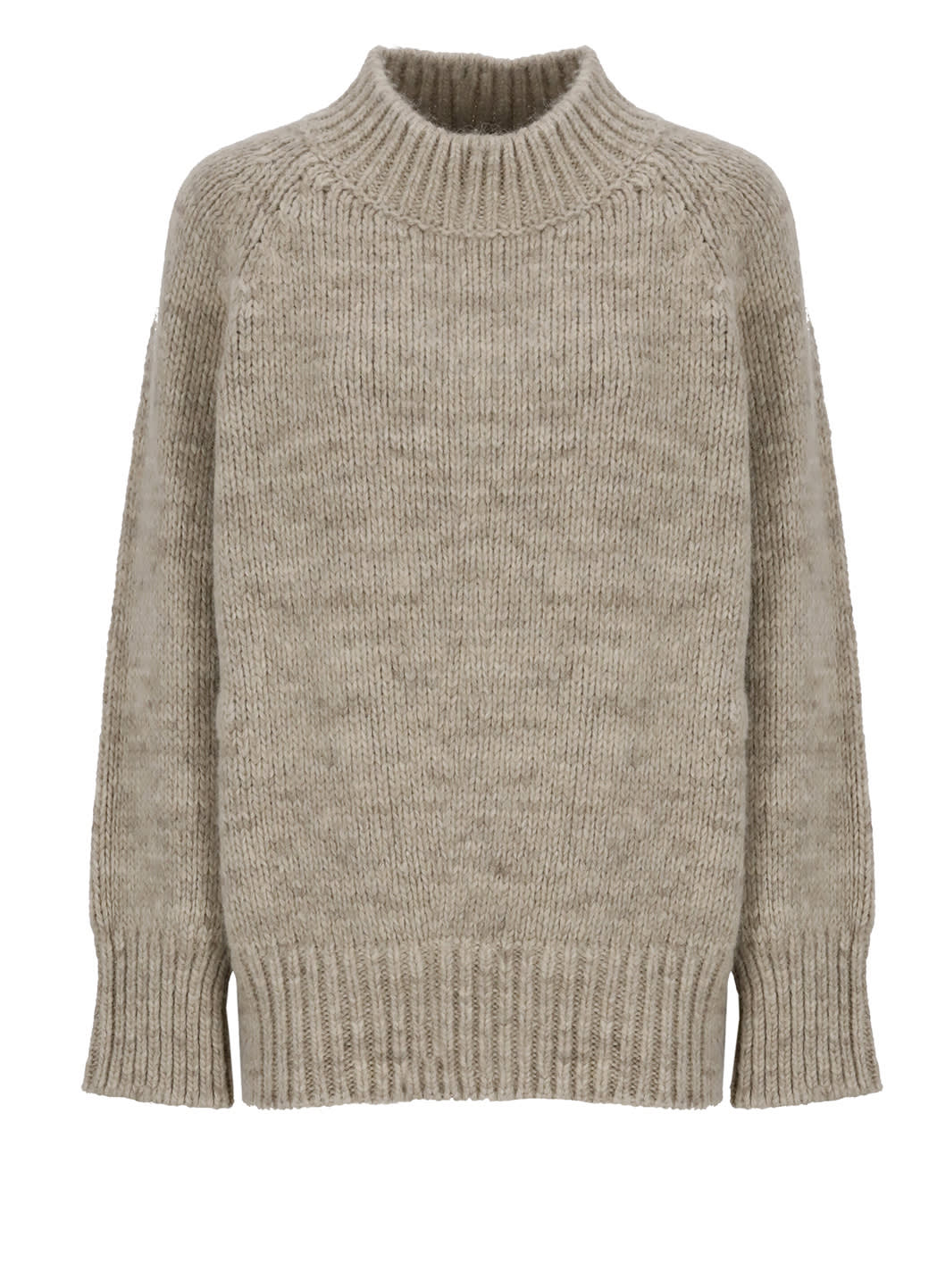 Maison Margiela Chunky-knitted Crewneck Jumper In Beige