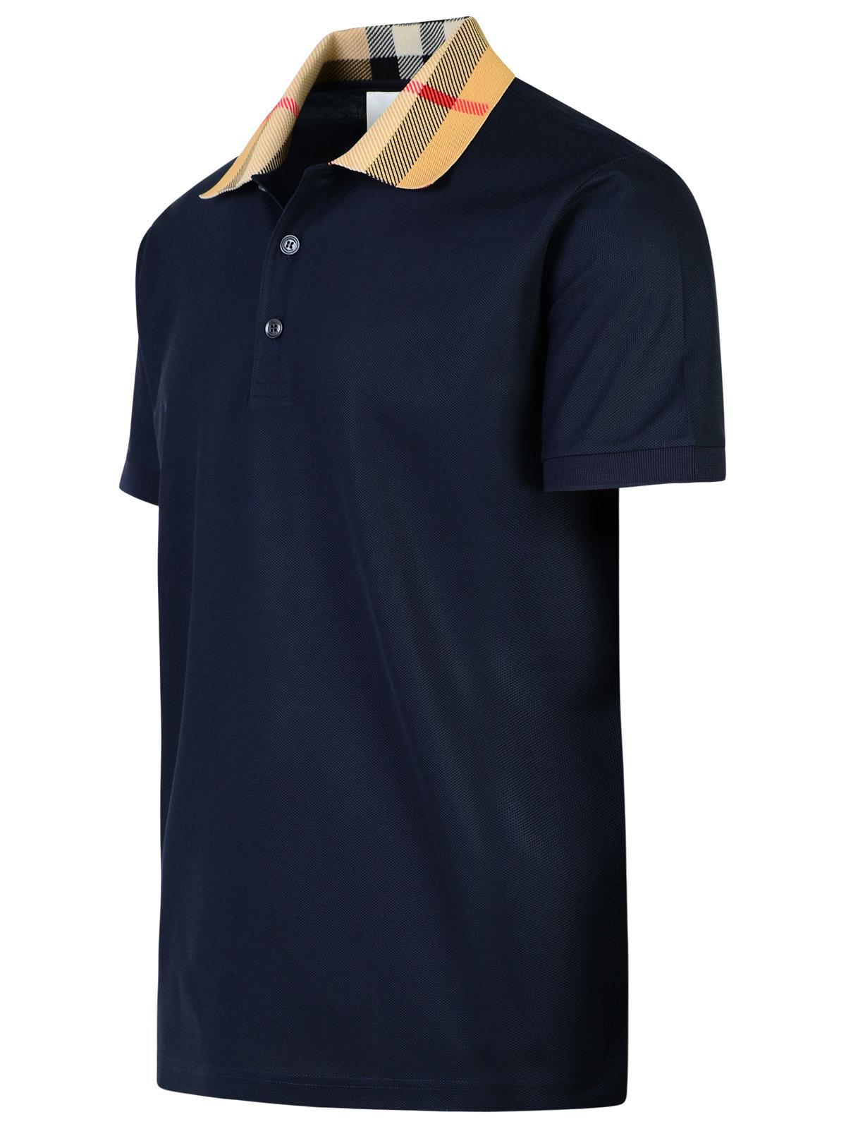 Shop Burberry Cody Navy Cotton Polo Shirt In Blu