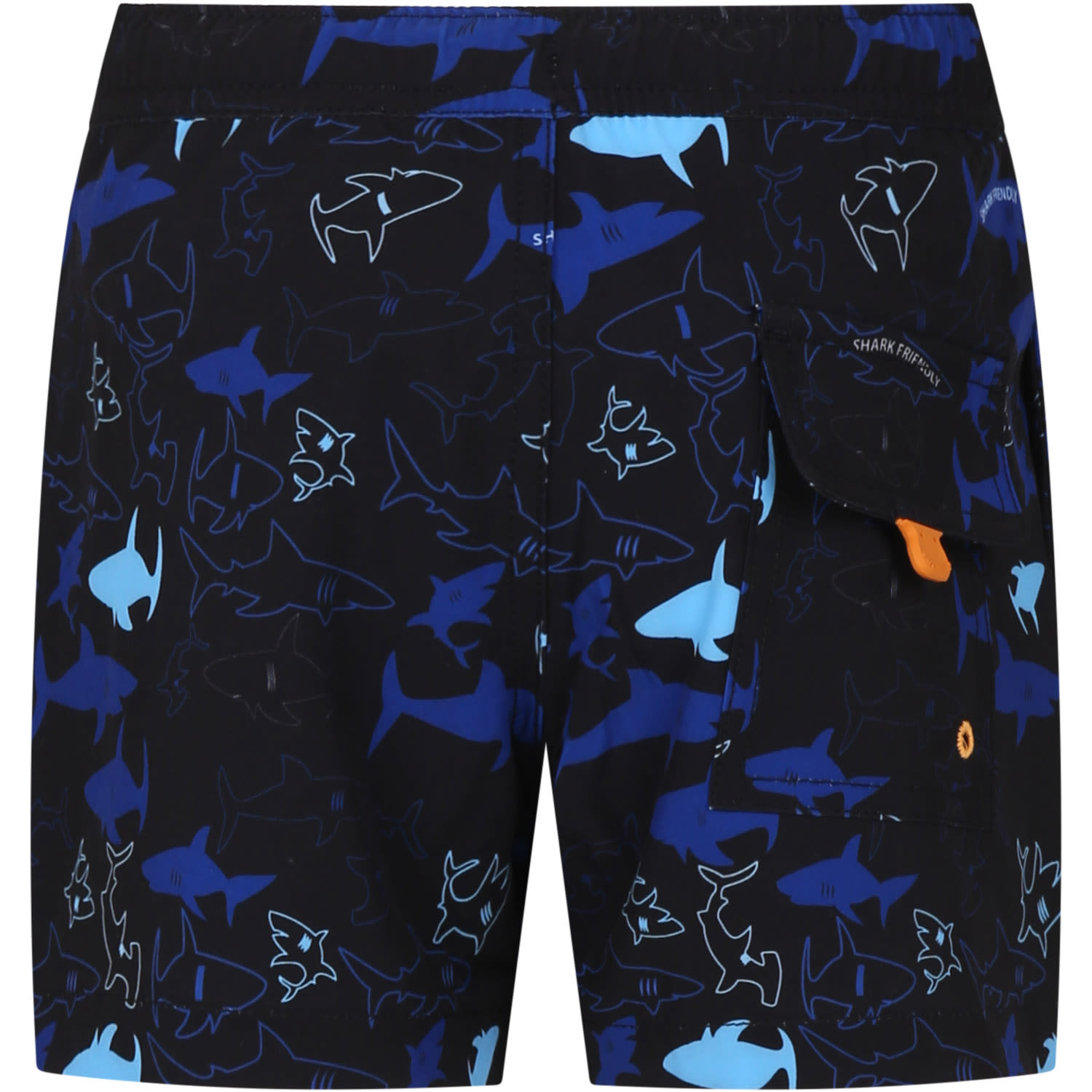 Shop Save The Duck Black Swim Shorts For Boy With Shark Print