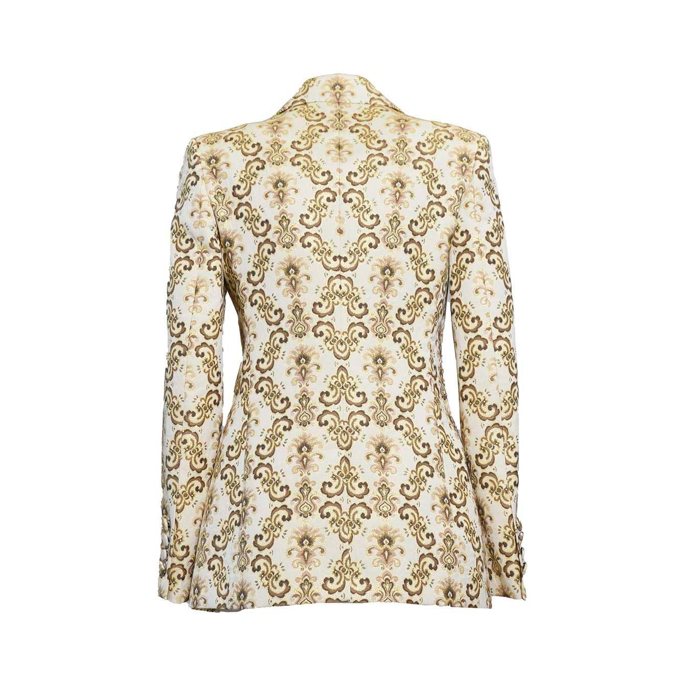 Shop Etro Rear Slit Patterned Blazer In Oro