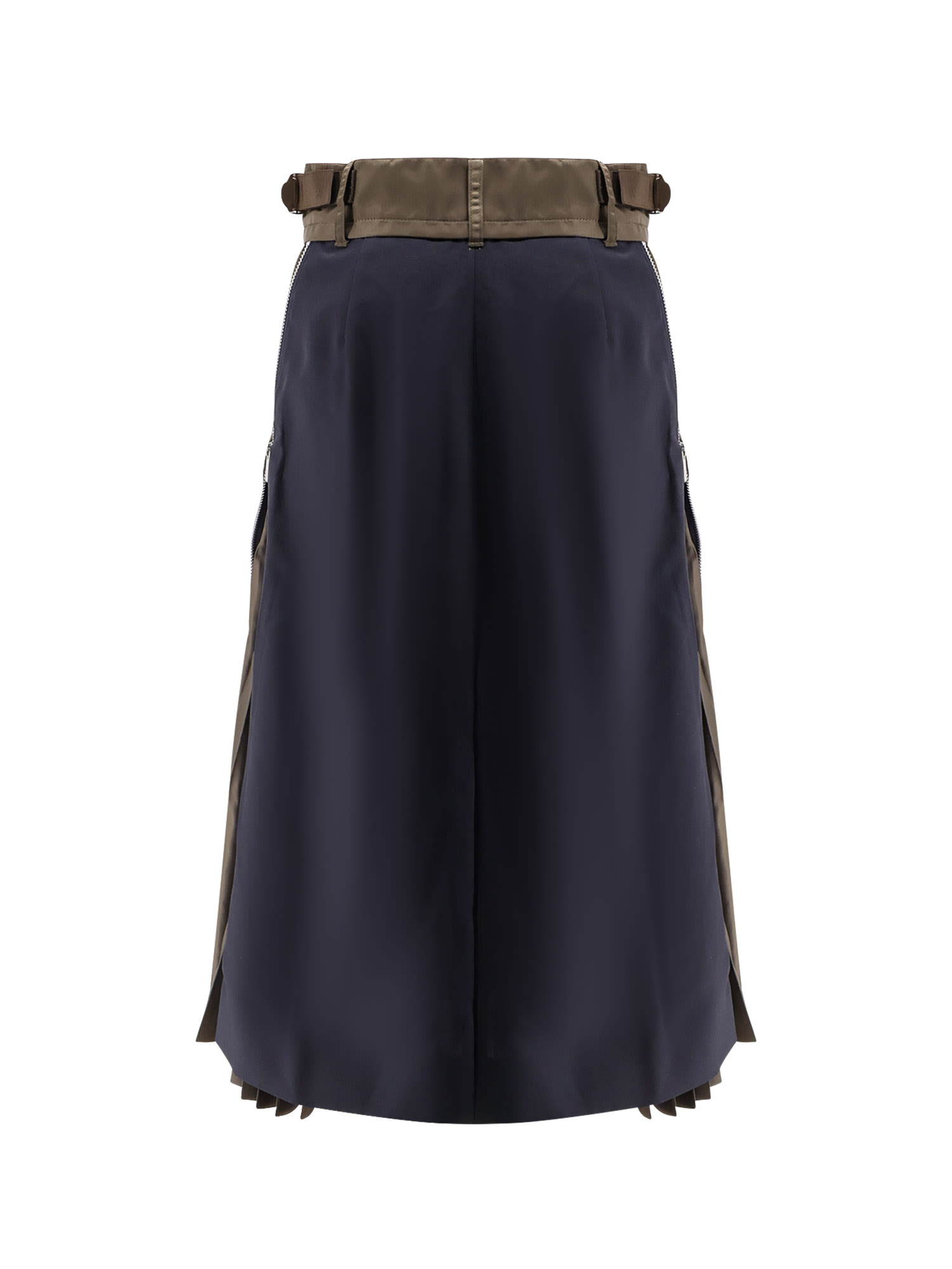 Sacai Wool And Nylon Midi Skirt In Blue