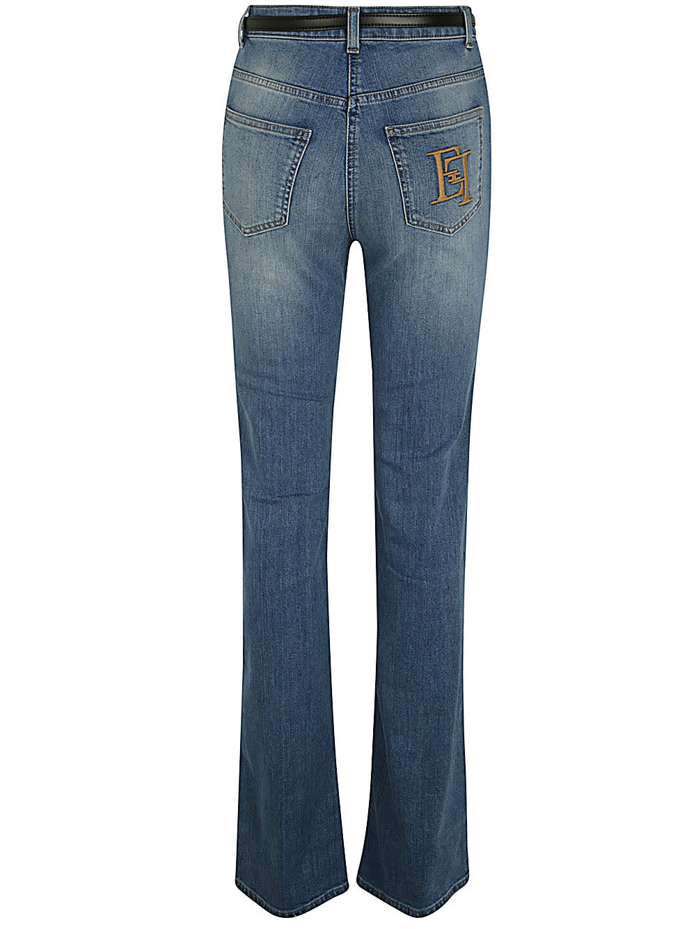 Shop Elisabetta Franchi Straight Leg Jeans In Light Blue