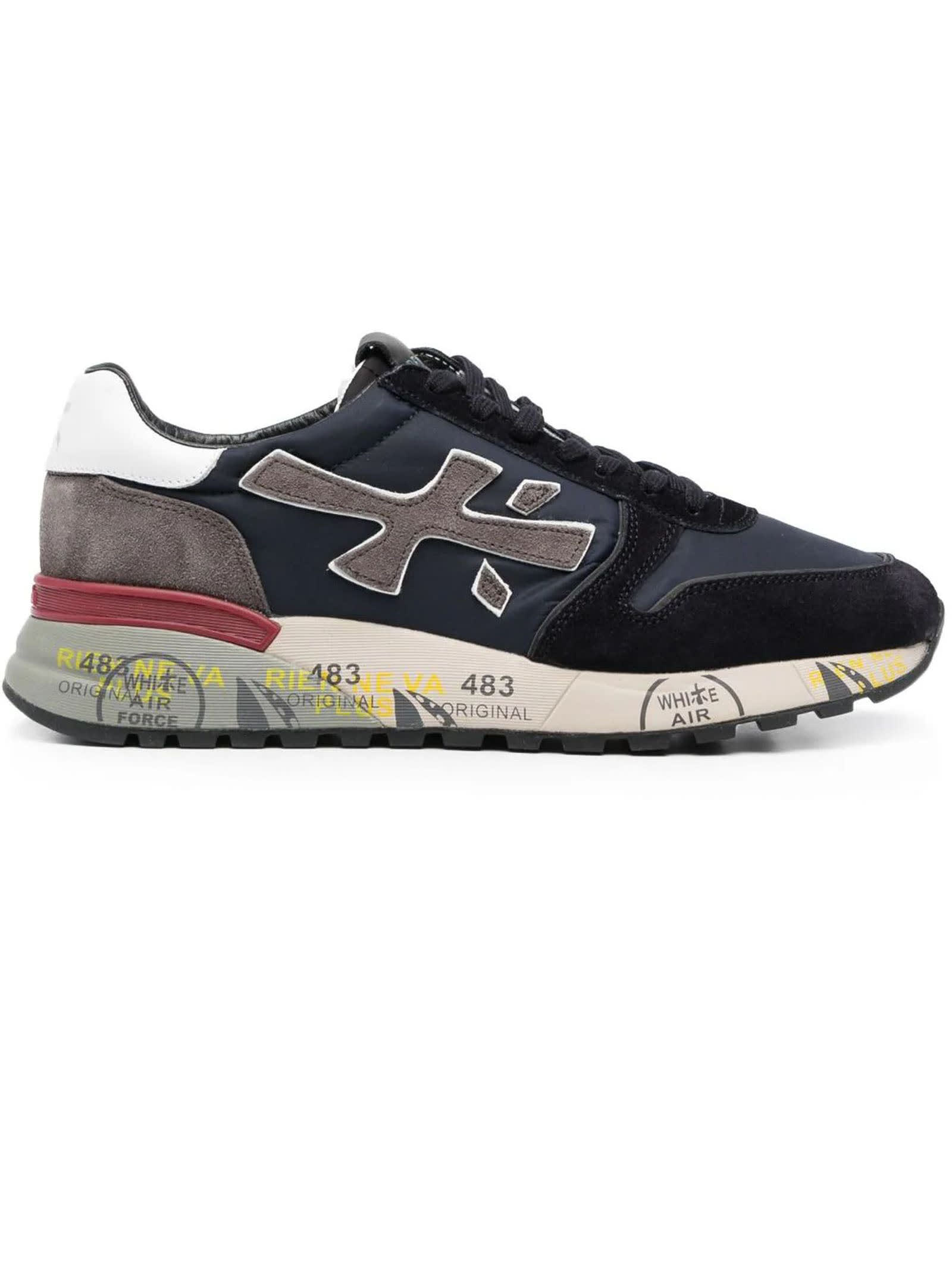 Shop Premiata Navy Blue Mick Low-top Sneakers