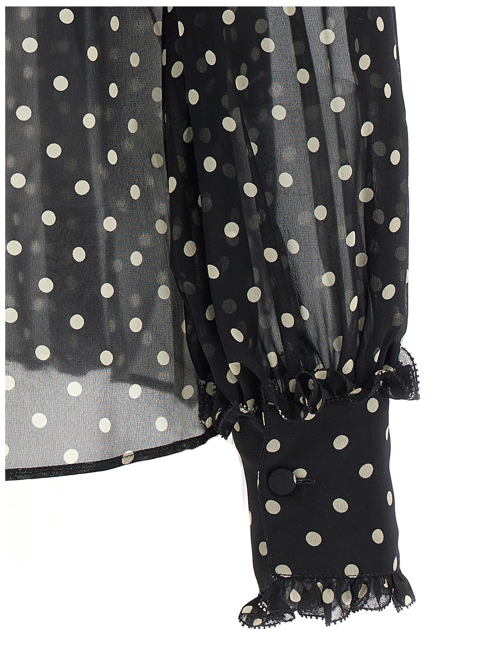 Valentino Garavani Polka Dot Tulle Bib Button-up Shirt