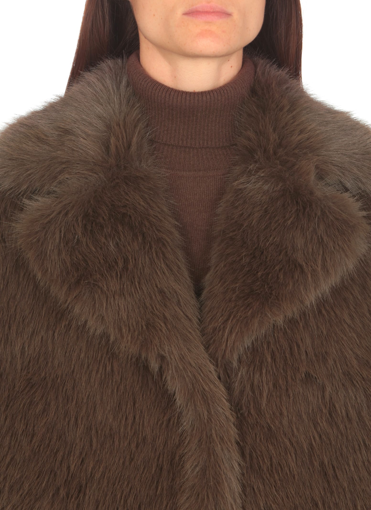 Shop Betta Corradi Synth Fur Coat In Brown