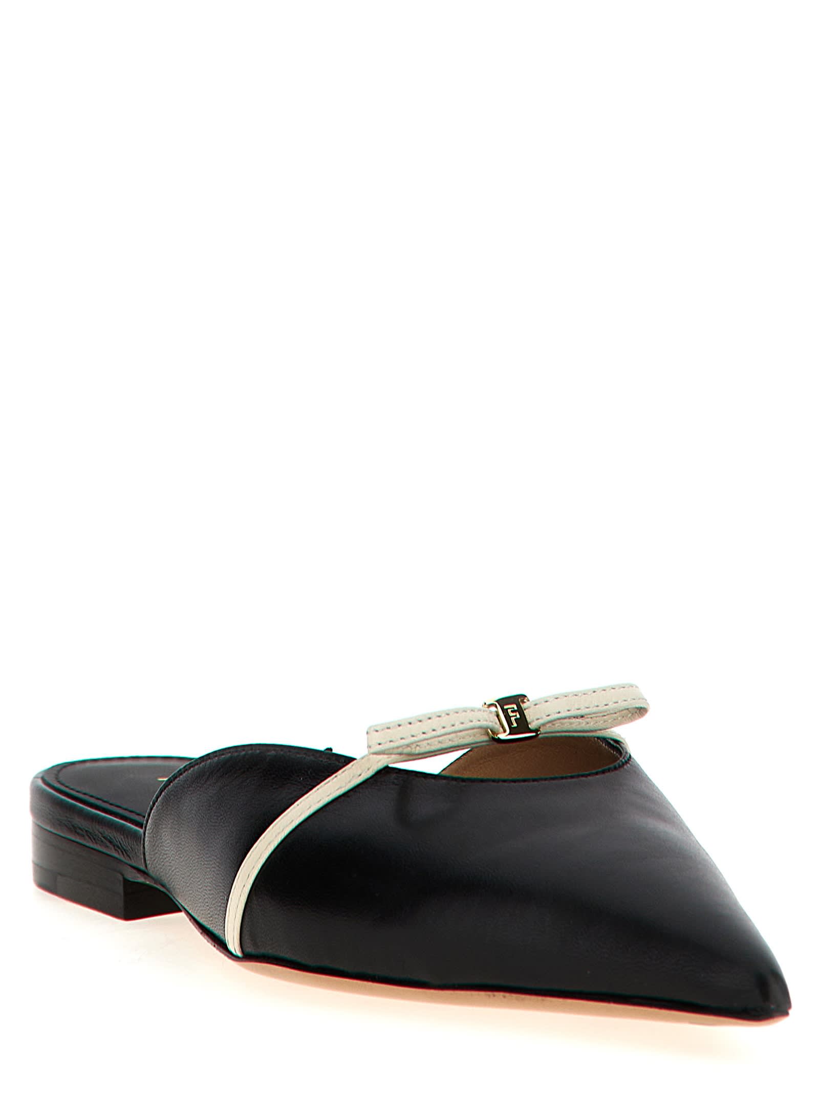 Ferragamo Bow Pointed Toe Mules In Black