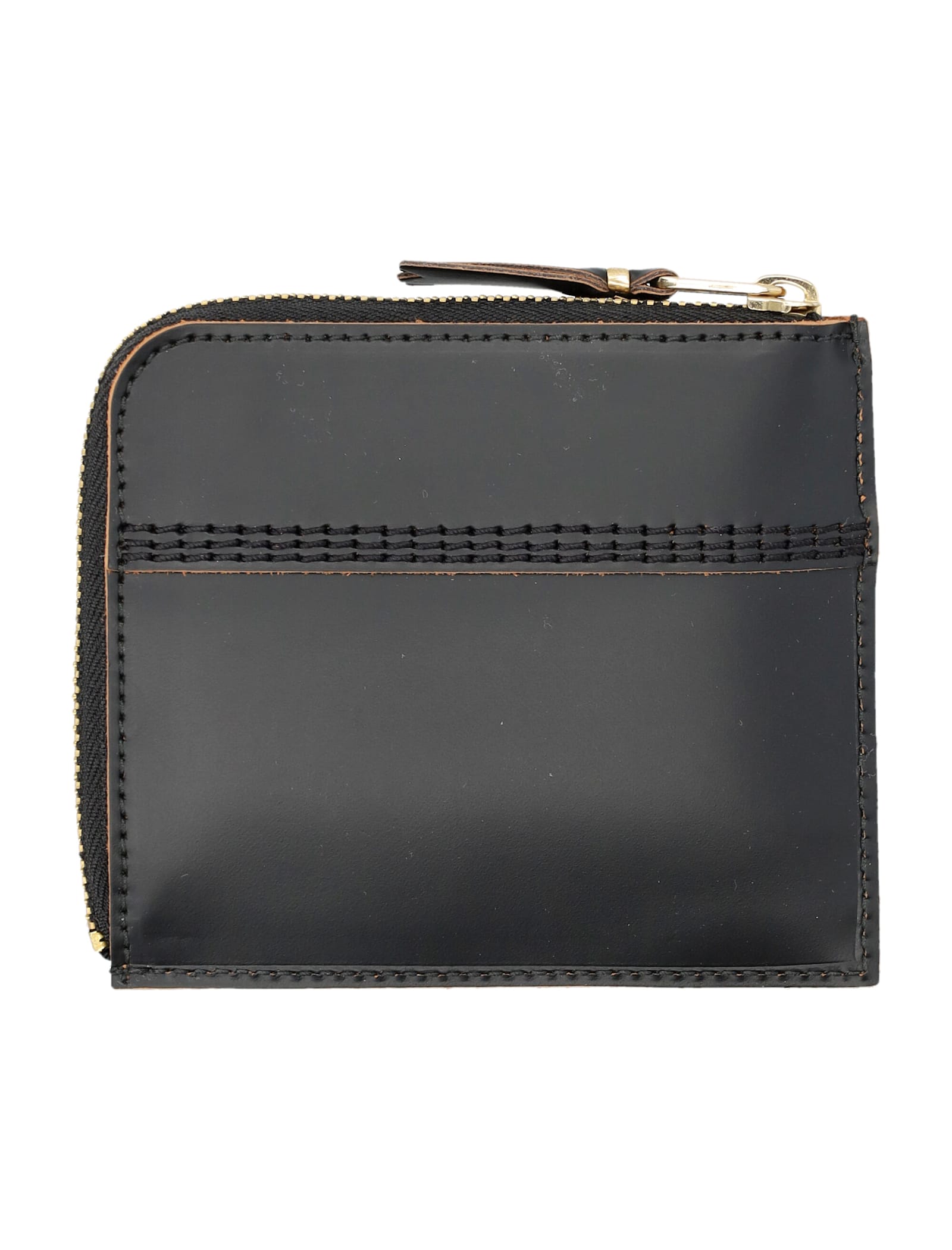 Comme Des Garçons Triple Stich Leather Wallet In Orange