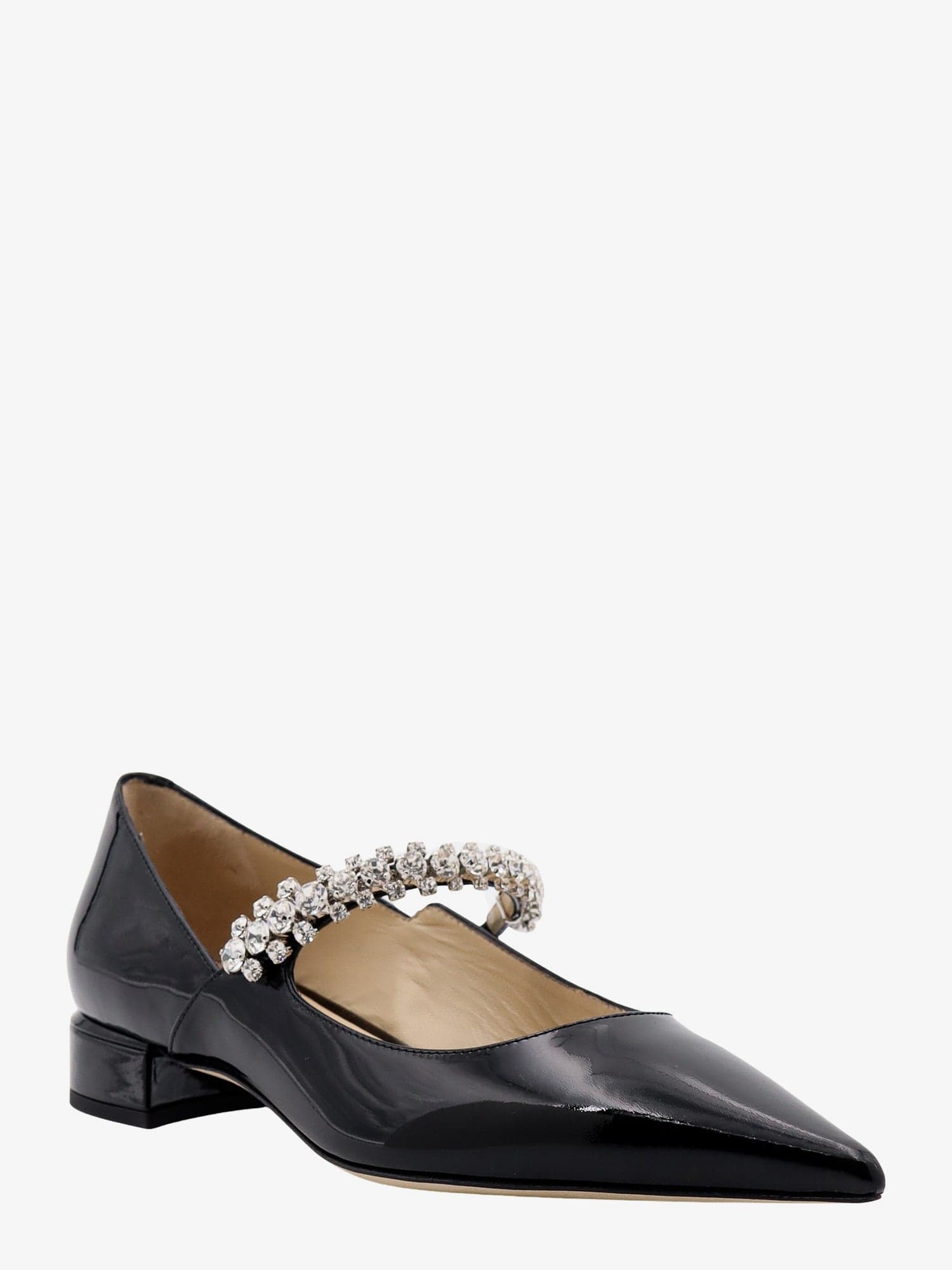 Jimmy Choo Black Ballet Flats With Crystals On Strap In Black