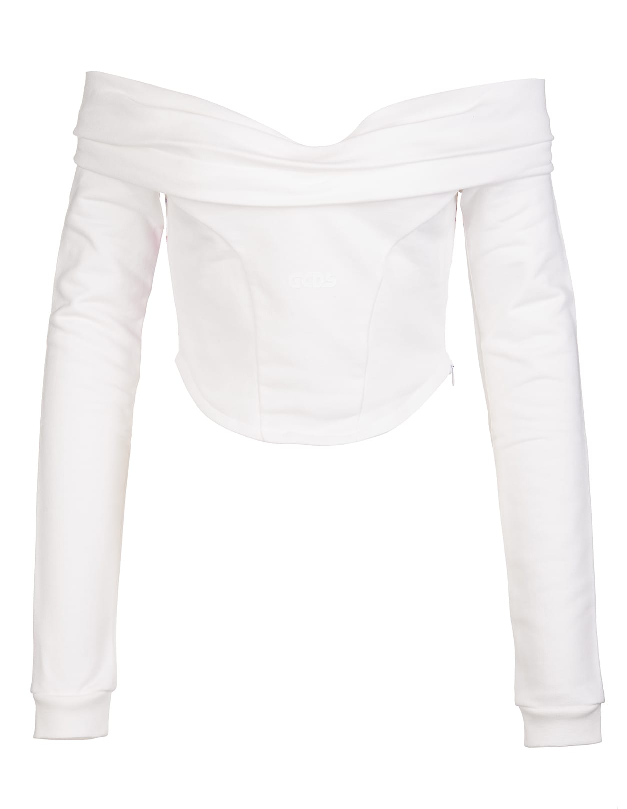 GCDS White Long Sleeve Couture Top With Print 94