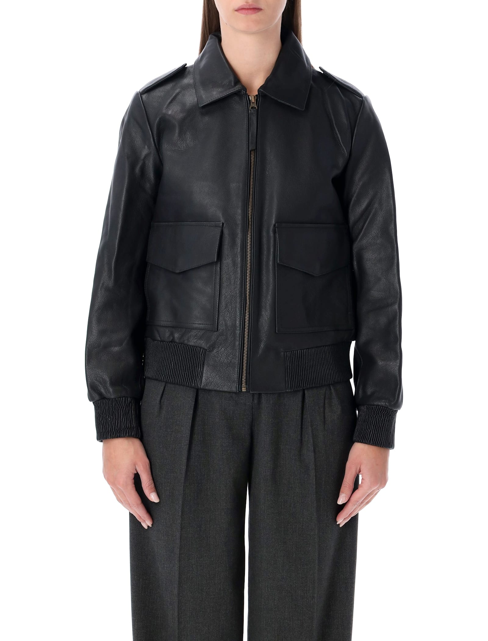 Sessun Sessùn Miley Lamb Leather Blouson In Black