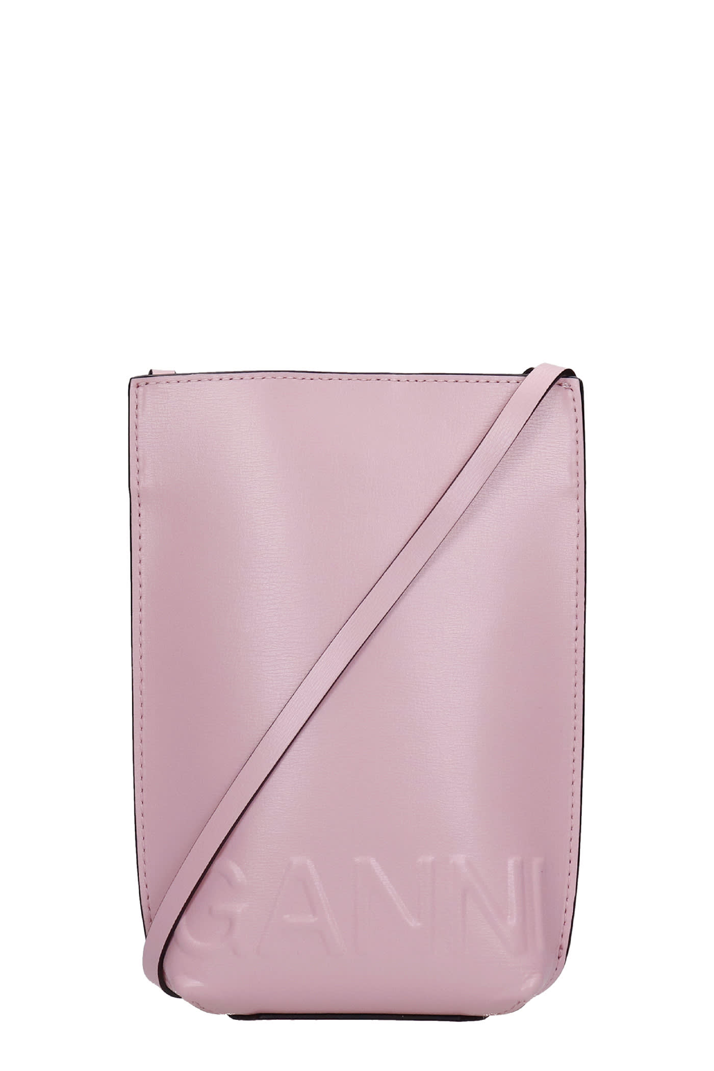 Ganni Shoulder Bag In Rose-pink Leather