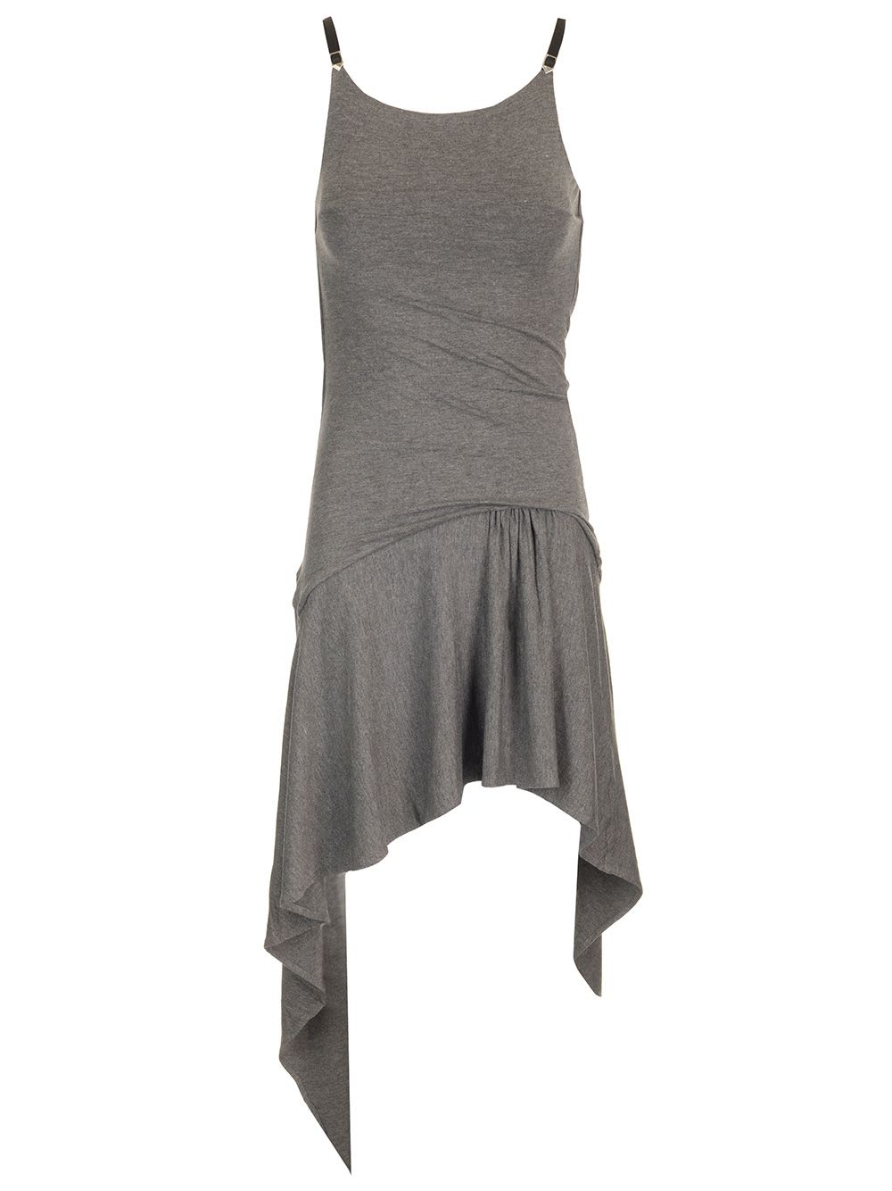 Attico Asymmetric Jersey Minidress In Grey