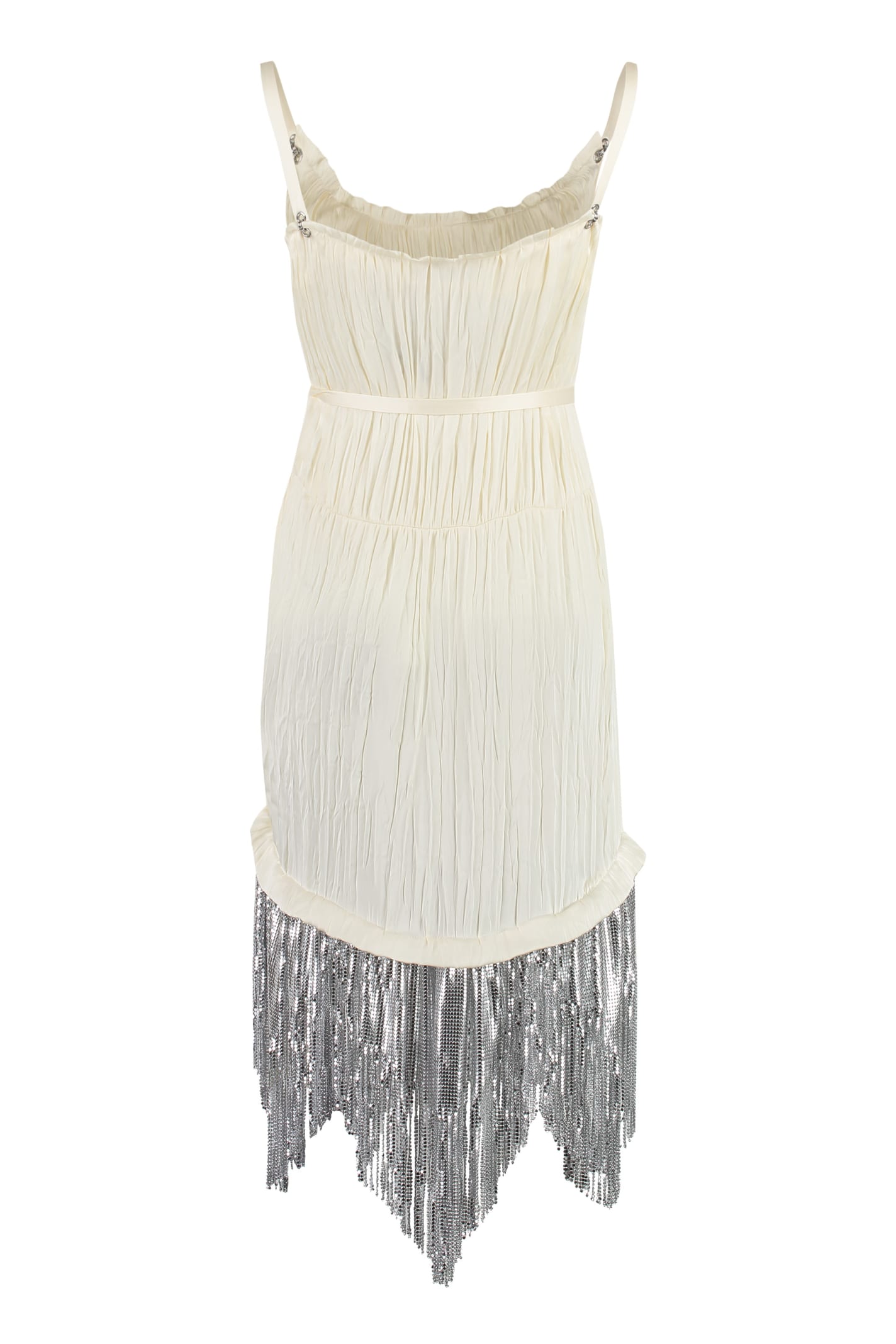 Shop Paco Rabanne Pleated Dress In Panna