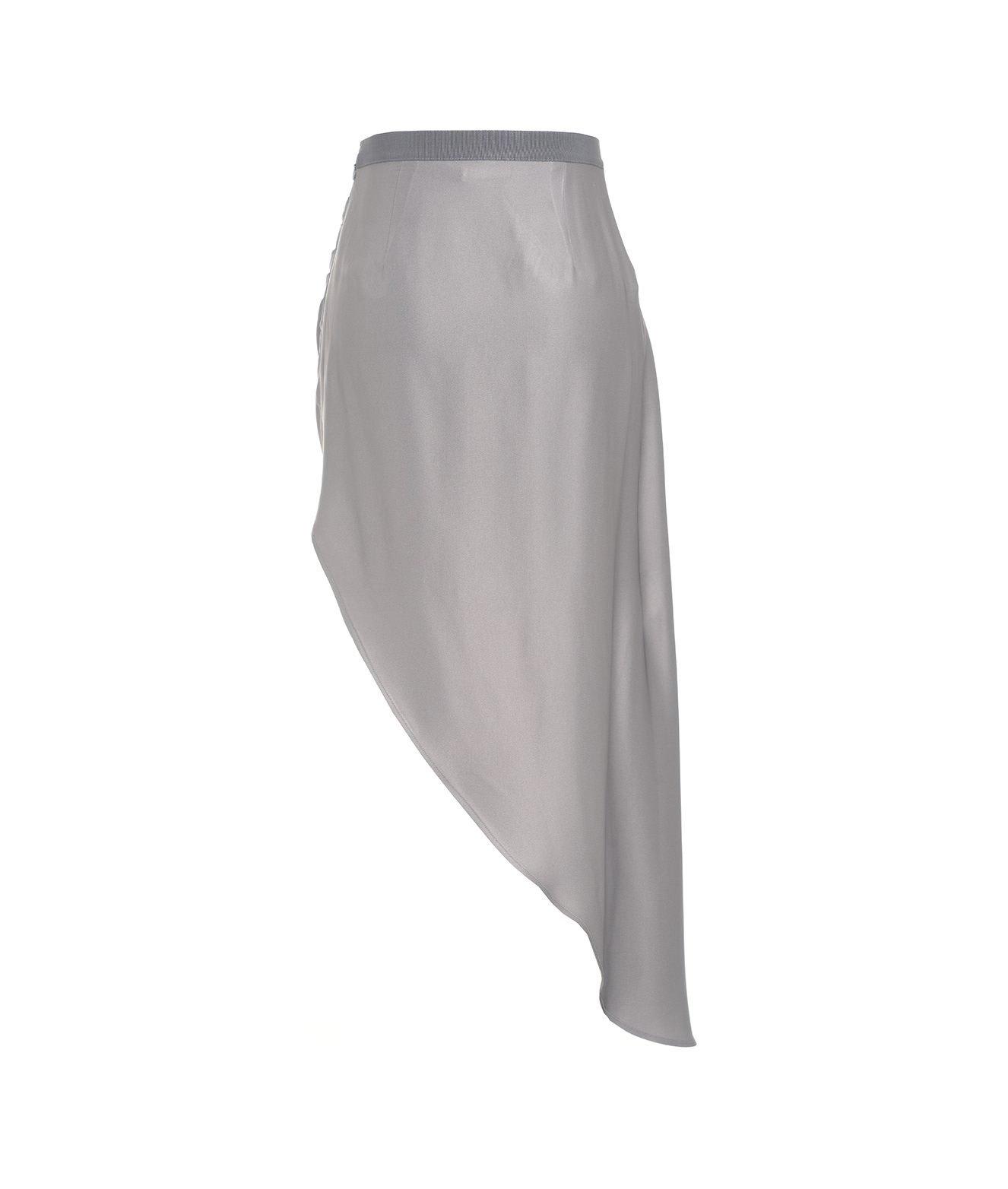 Shop Elisabetta Franchi Asymmetric Hem Draped Mini Skirt In Piombo