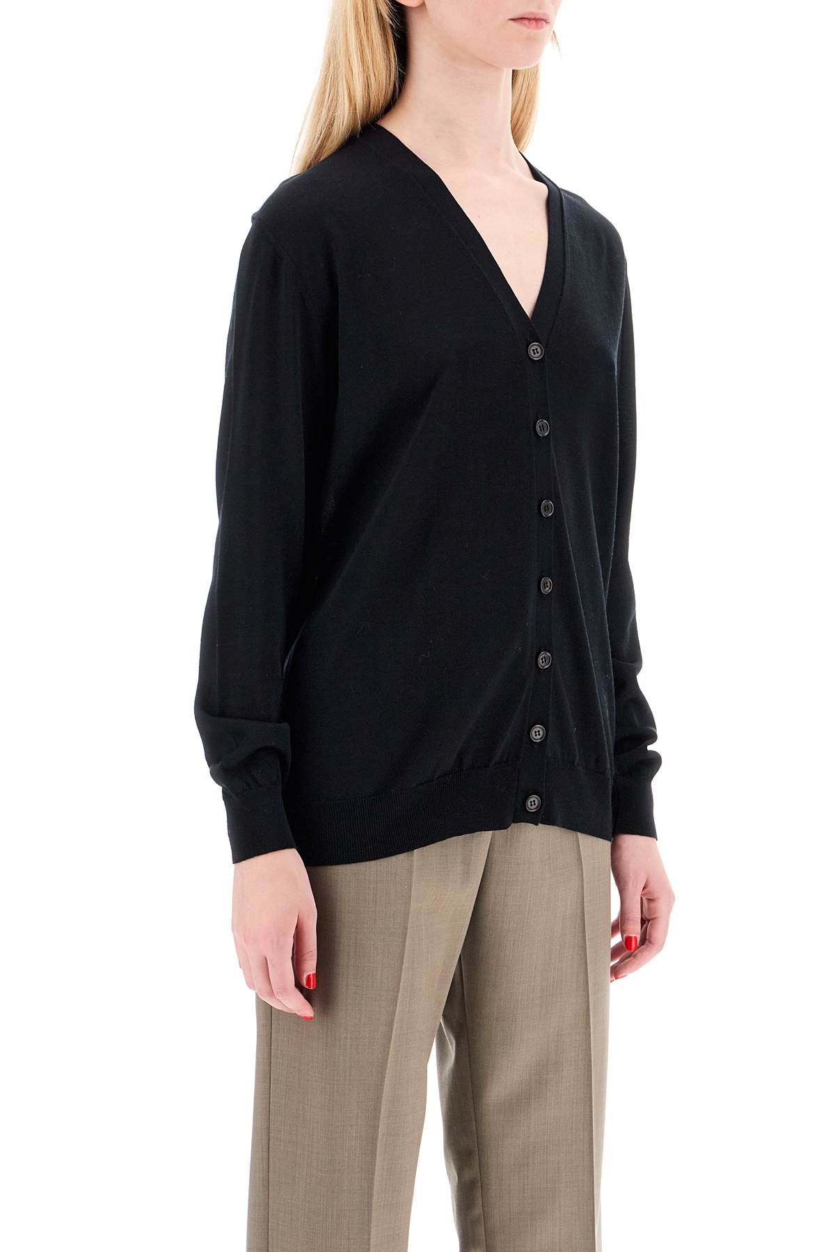 Shop Mrz Lightweight Wool Cardigan In Nero (black)