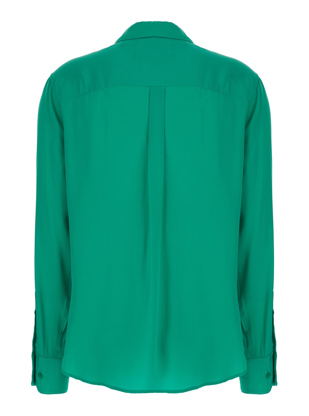 slim Signature Emerald Green Shirt With Classic Collar In Silk Woman