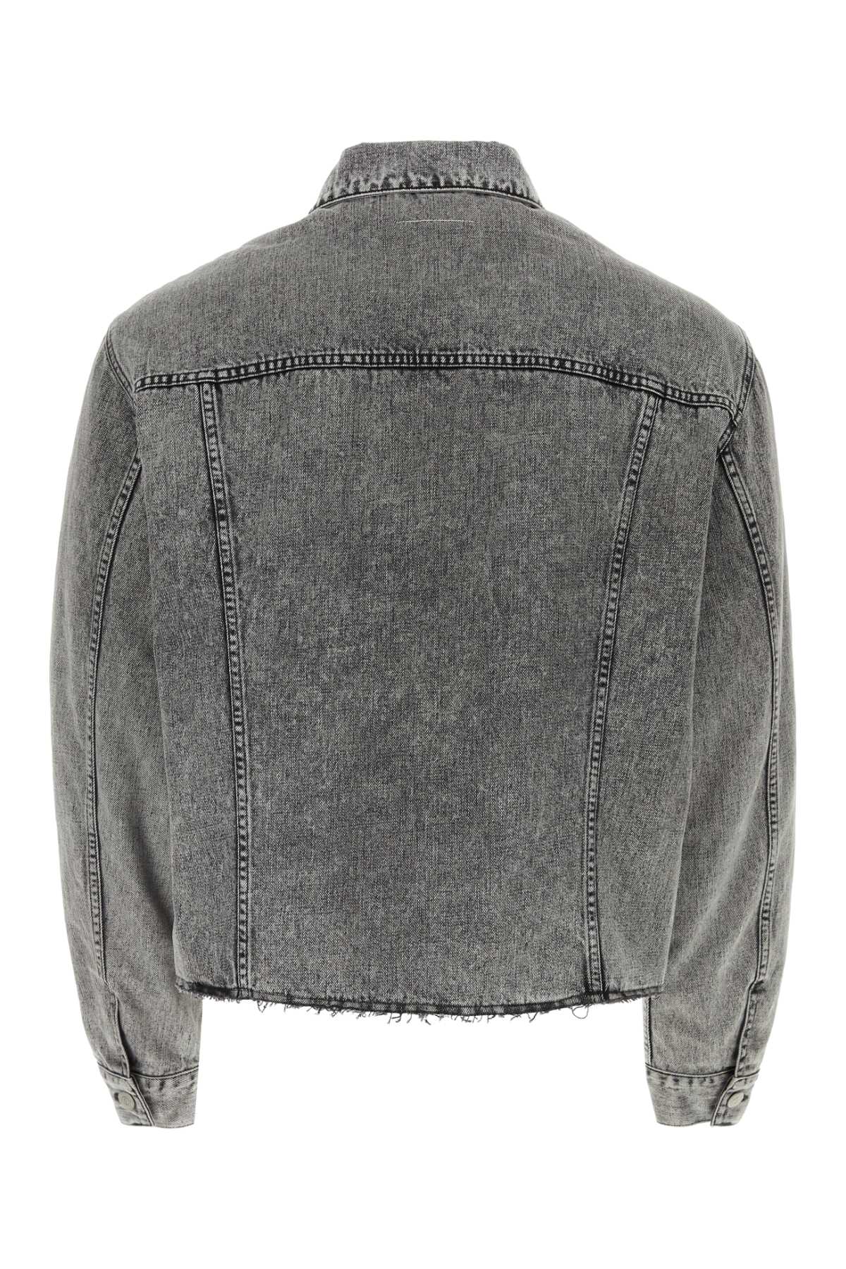 Shop Mm6 Maison Margiela Dark Grey Denim Jacket In Black