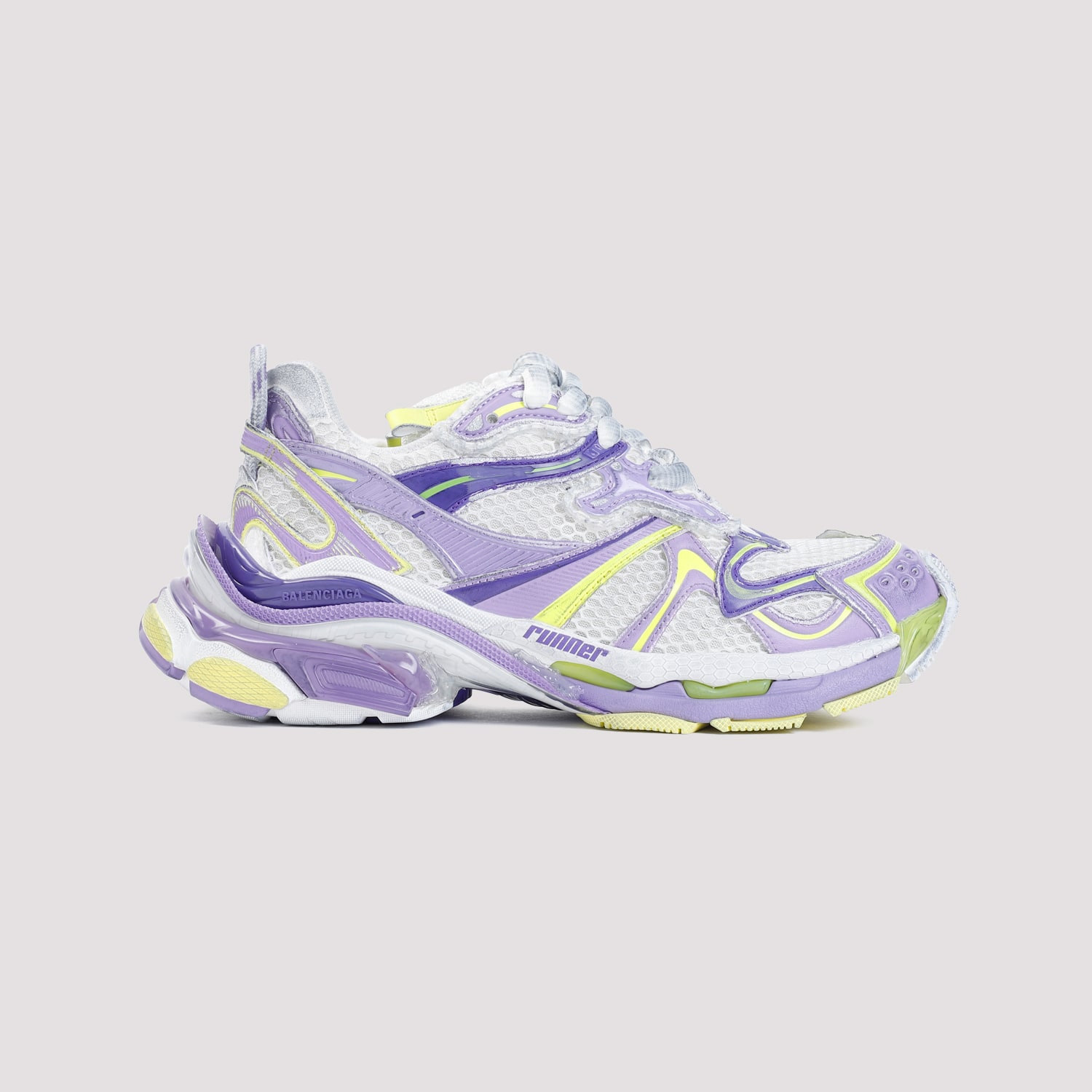 Shop Balenciaga Runner 2 Sneakers In Eggshell Lilac Yellow