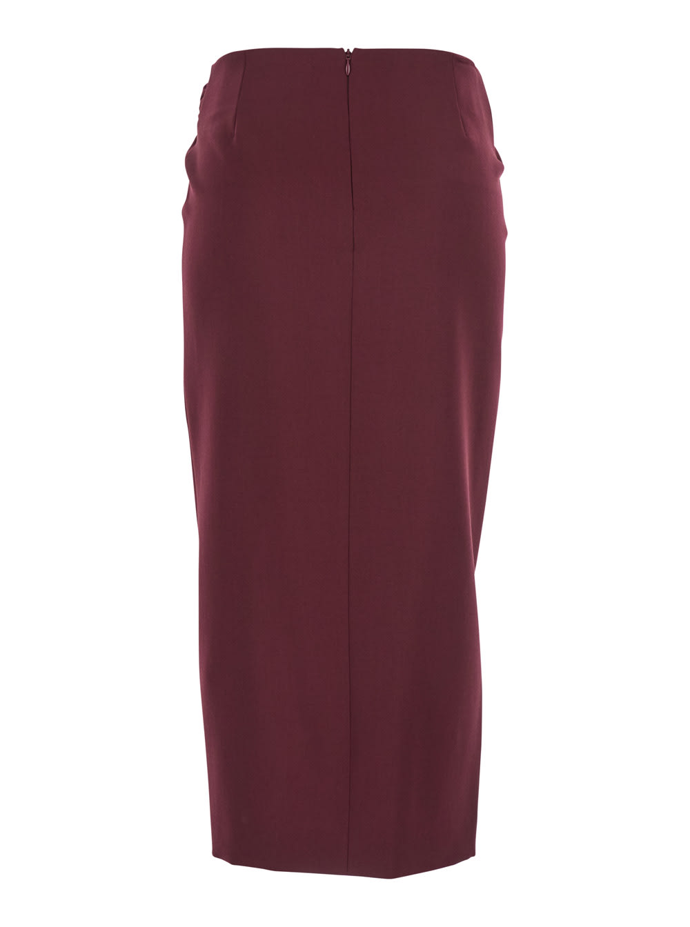 Attico Wool Gabardine Midi Skirt Skirts Bordeaux In Burgundy
