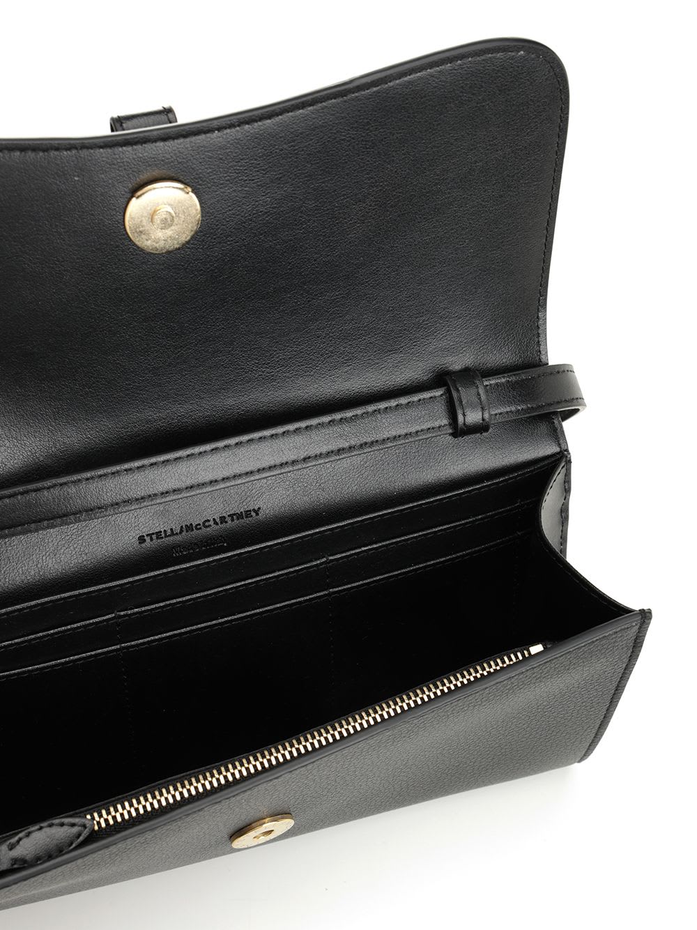 Stella Mccartney Stella Ryder Wallet With Strap Embossed Grainy Eco Alter Mat - Murraya + Vegea In Black