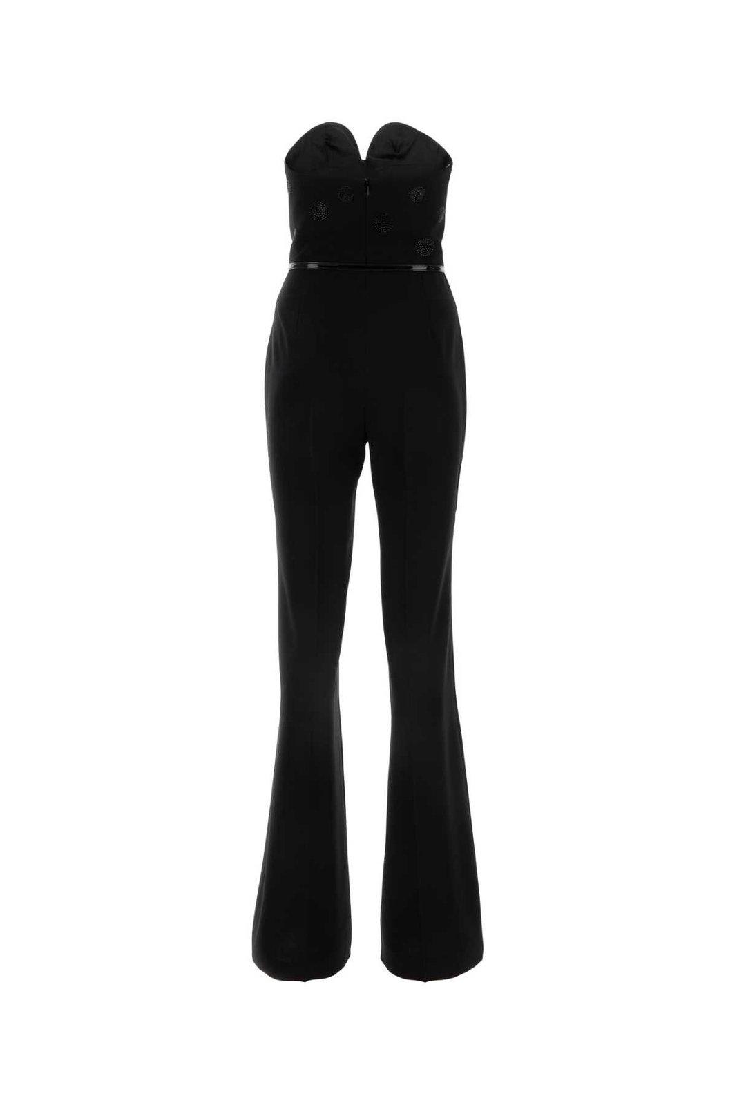 Shop Max Mara Belted Strapless Jumpsuit In Black