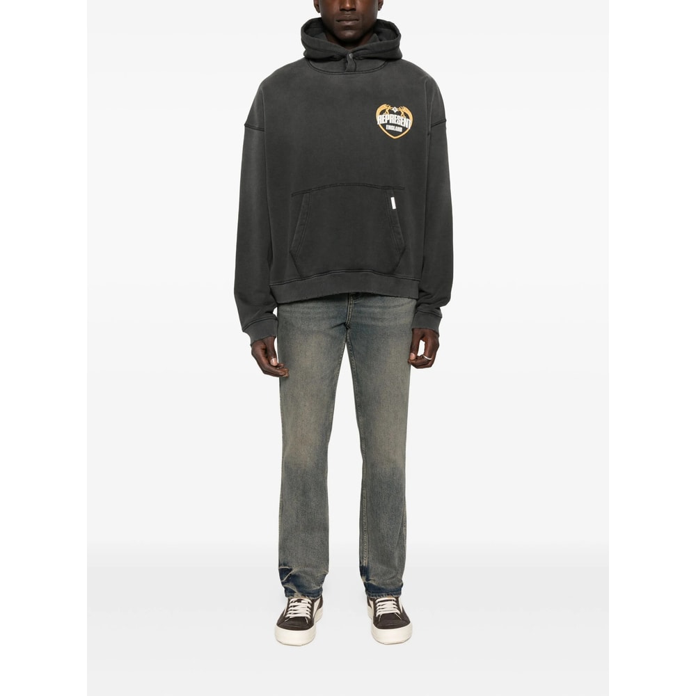 Represent Oversize Distressed Angel Border Graphic Hoodie In Gray