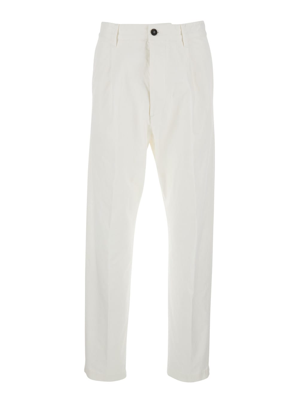 Dsquared2 White Five-pocket Pants With Logo Patch On The Back In Cotton Man