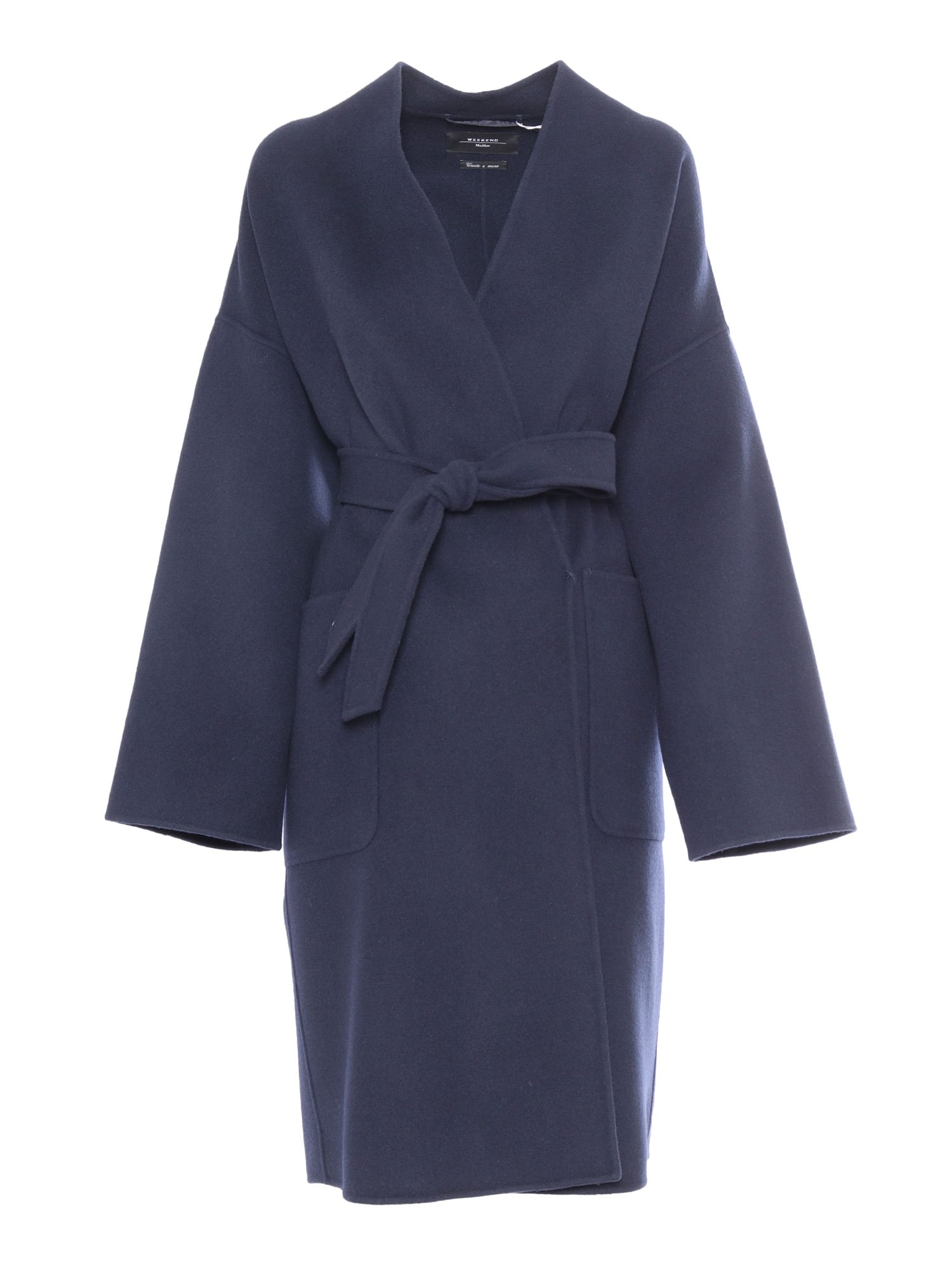 Shop Weekend Max Mara Eris Navy Coat In Blue