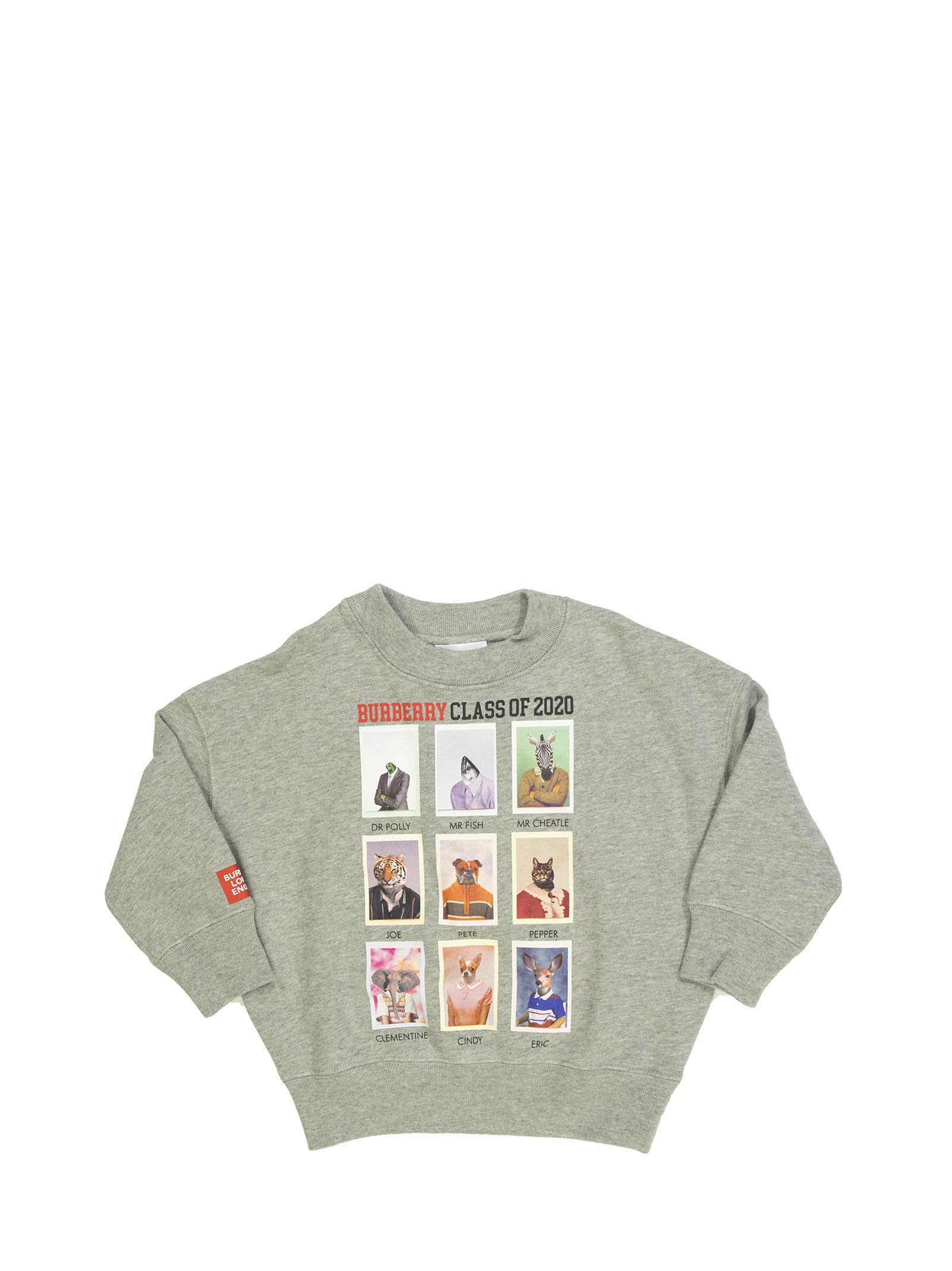 Click to view more detailed imagery on our partner's website Burberry Kids' Yearbook Character Print Cotton Sweatshirt In Grey Melange