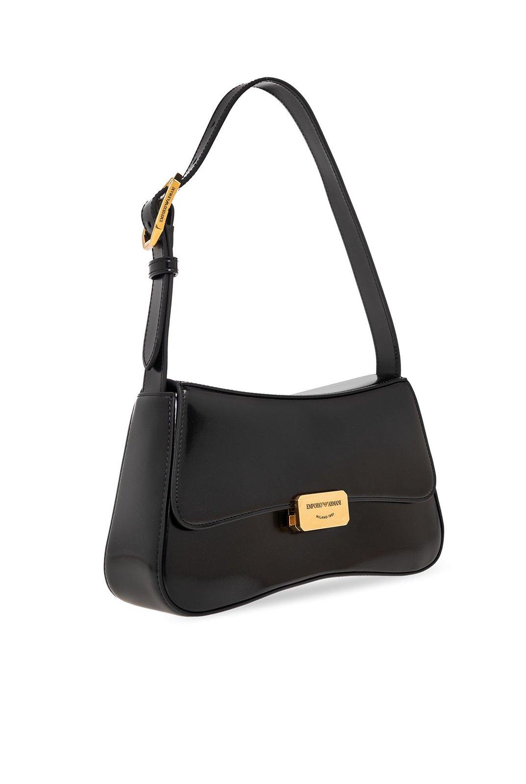 Shop Emporio Armani Shoulder Bag With Logo In Nero