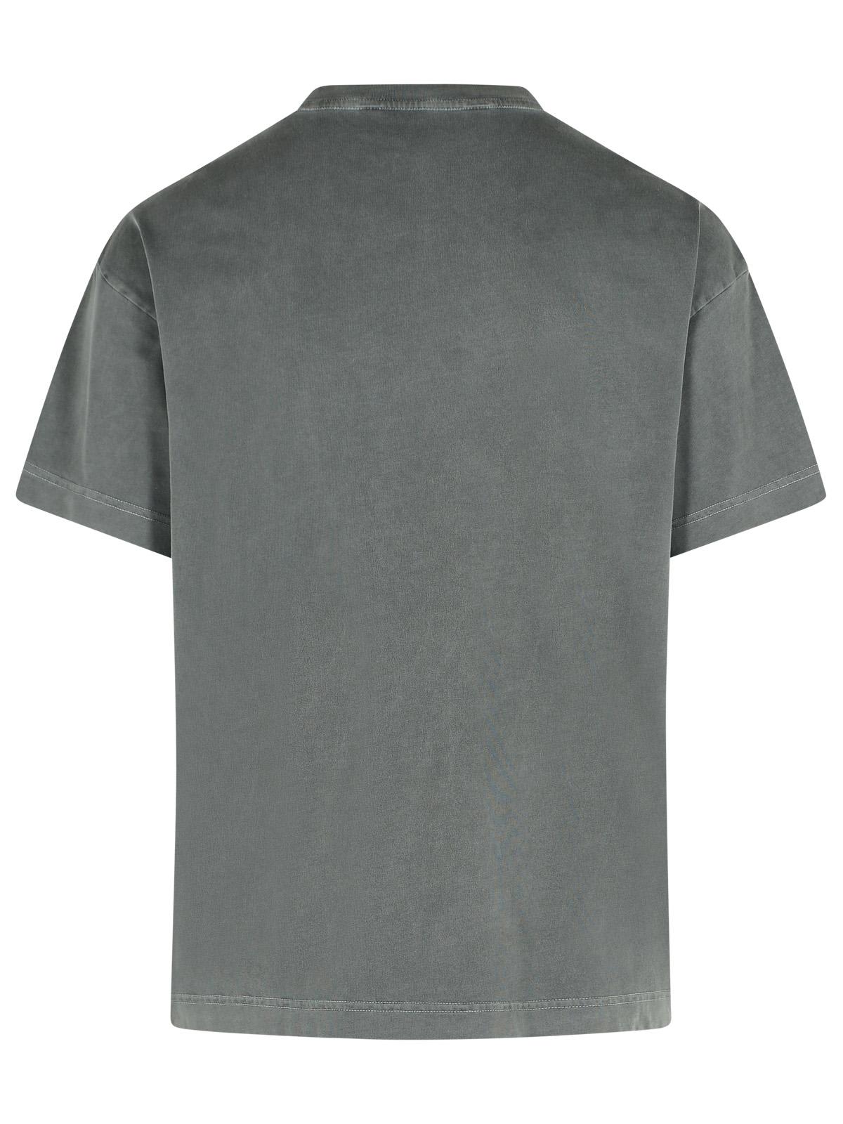 Palm Angels Grey Short-sleeved T-shirt With Artistic Logo Detail In Gray