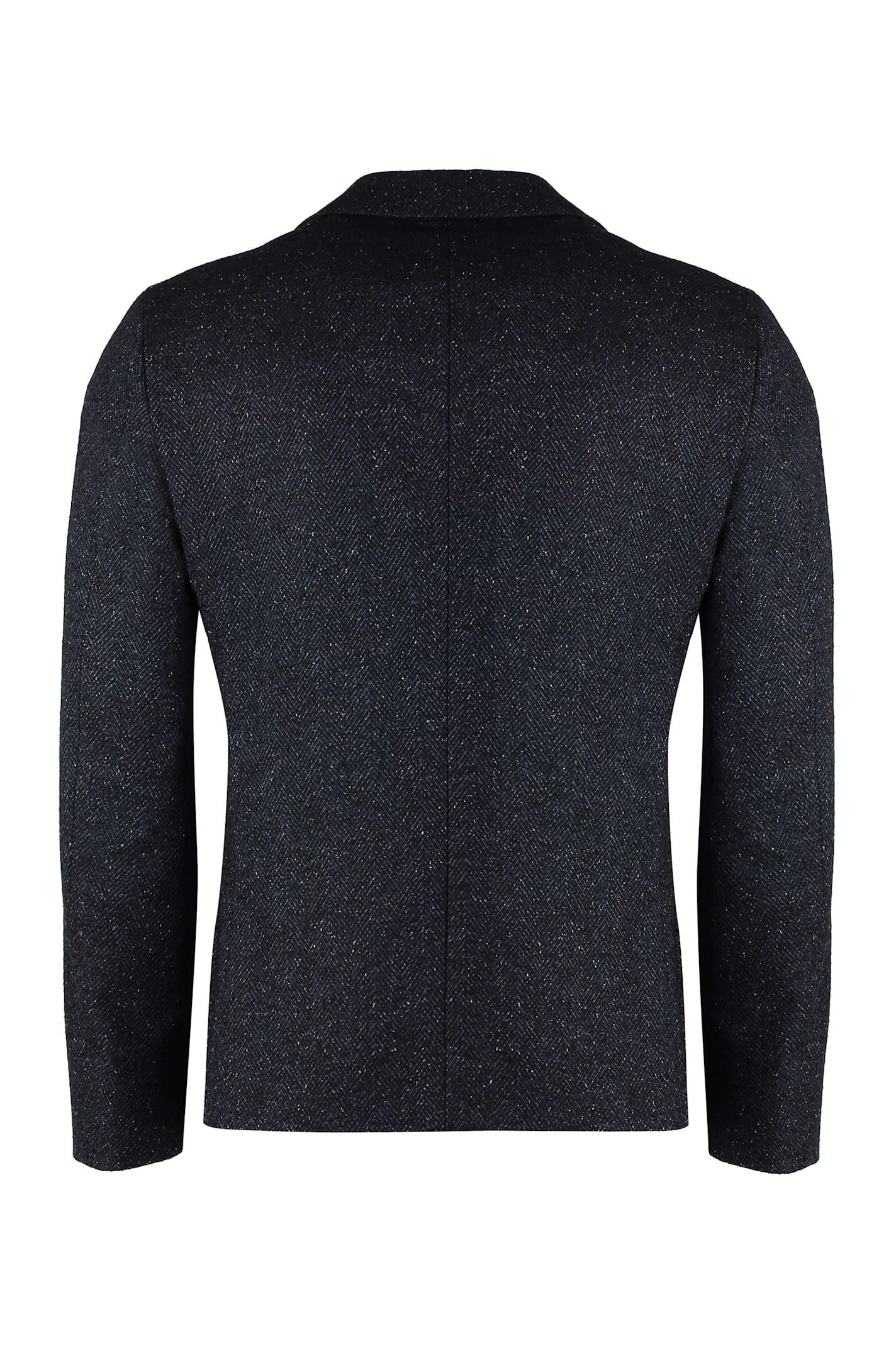 Shop Hugo Boss Double-breasted Virgin Wool Jacket In Blue