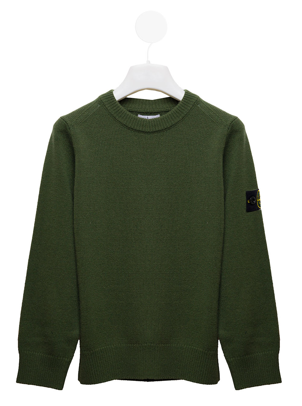 Stone Island Junior Green Wool Sweater With Logo Stone Island Kids Boy